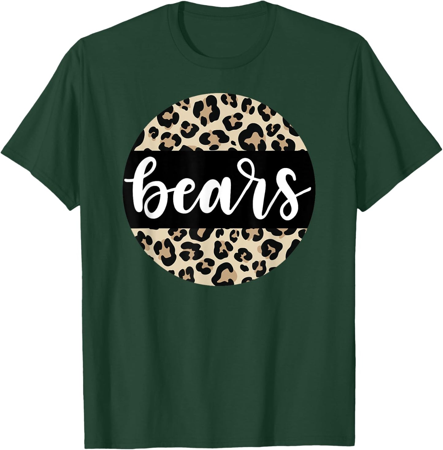 Leopard Print Bears Team Mascot School Spirit Game Night T-Shirt - T-Shirt | Forest