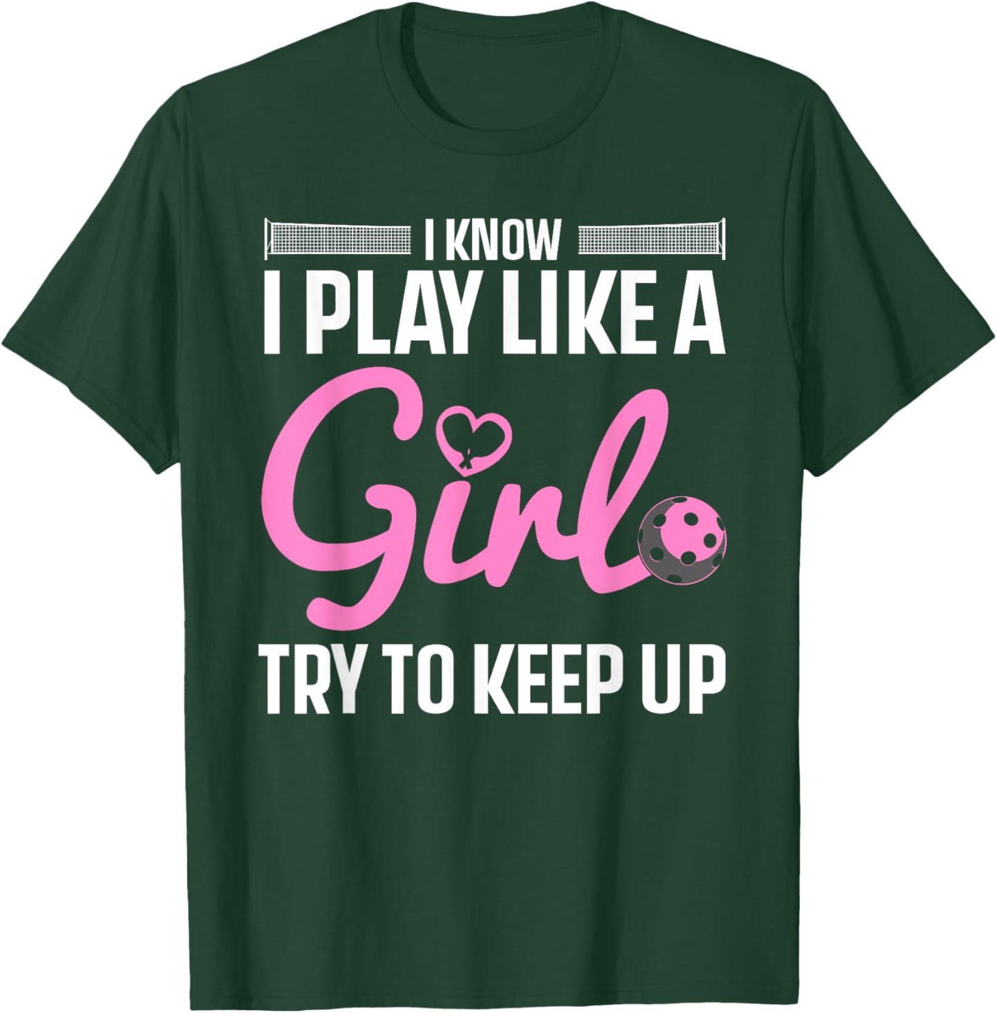 Unique Pickleball Design Girls Pickle Ball Player T-Shirt - T-Shirt | Forest