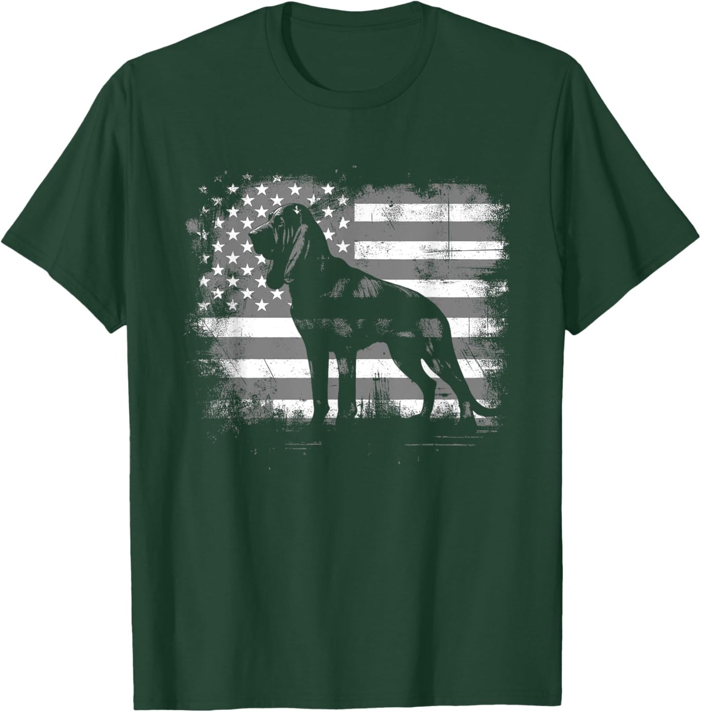 Bloodhound American Flag - Patriotic USA Dog Lover Women Kids T-Shirt - T-Shirt | Forest