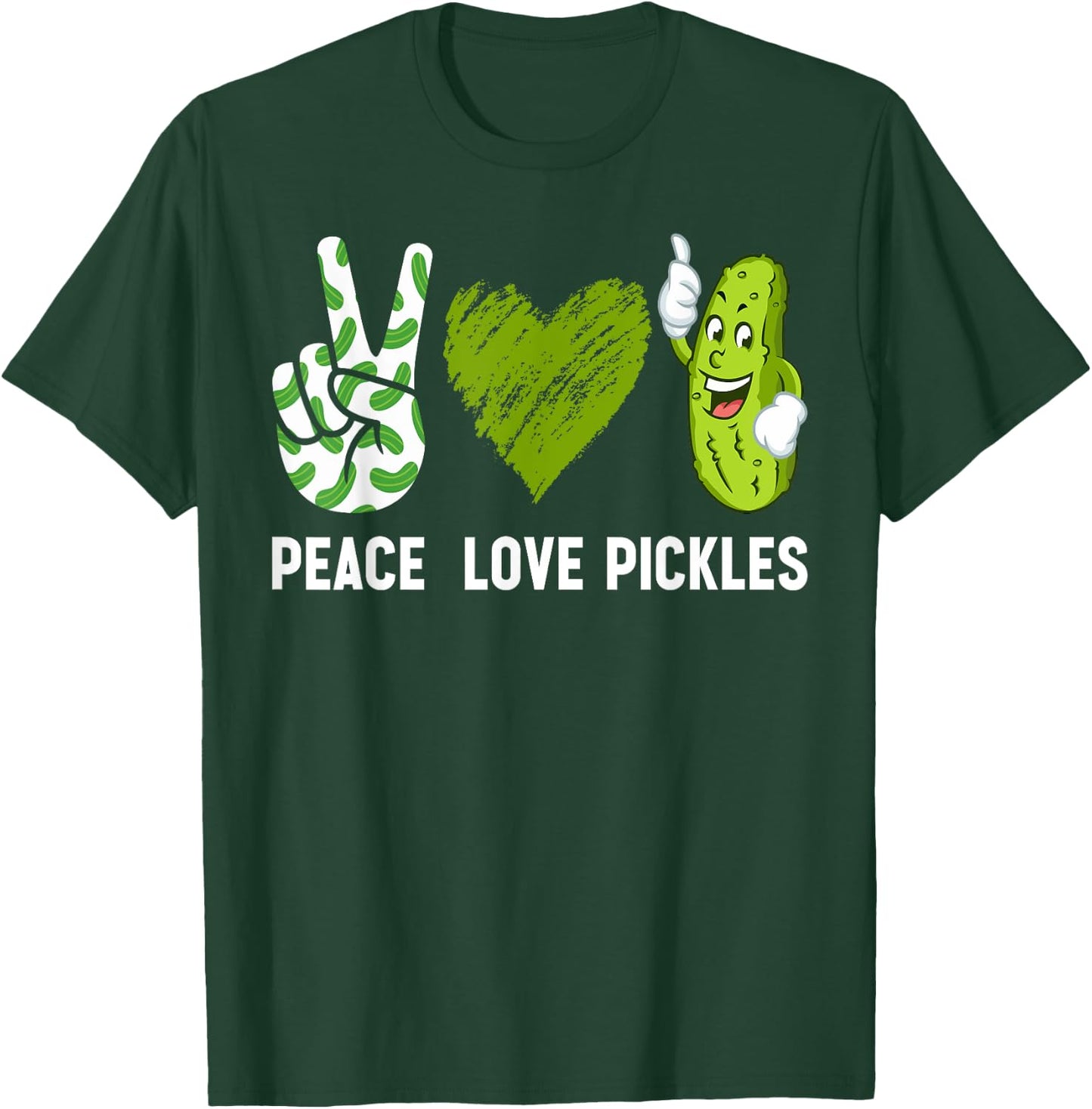 Peace, Love Pickles Retro Pickles Lover Food Lover T-Shirt - T-Shirt | Forest