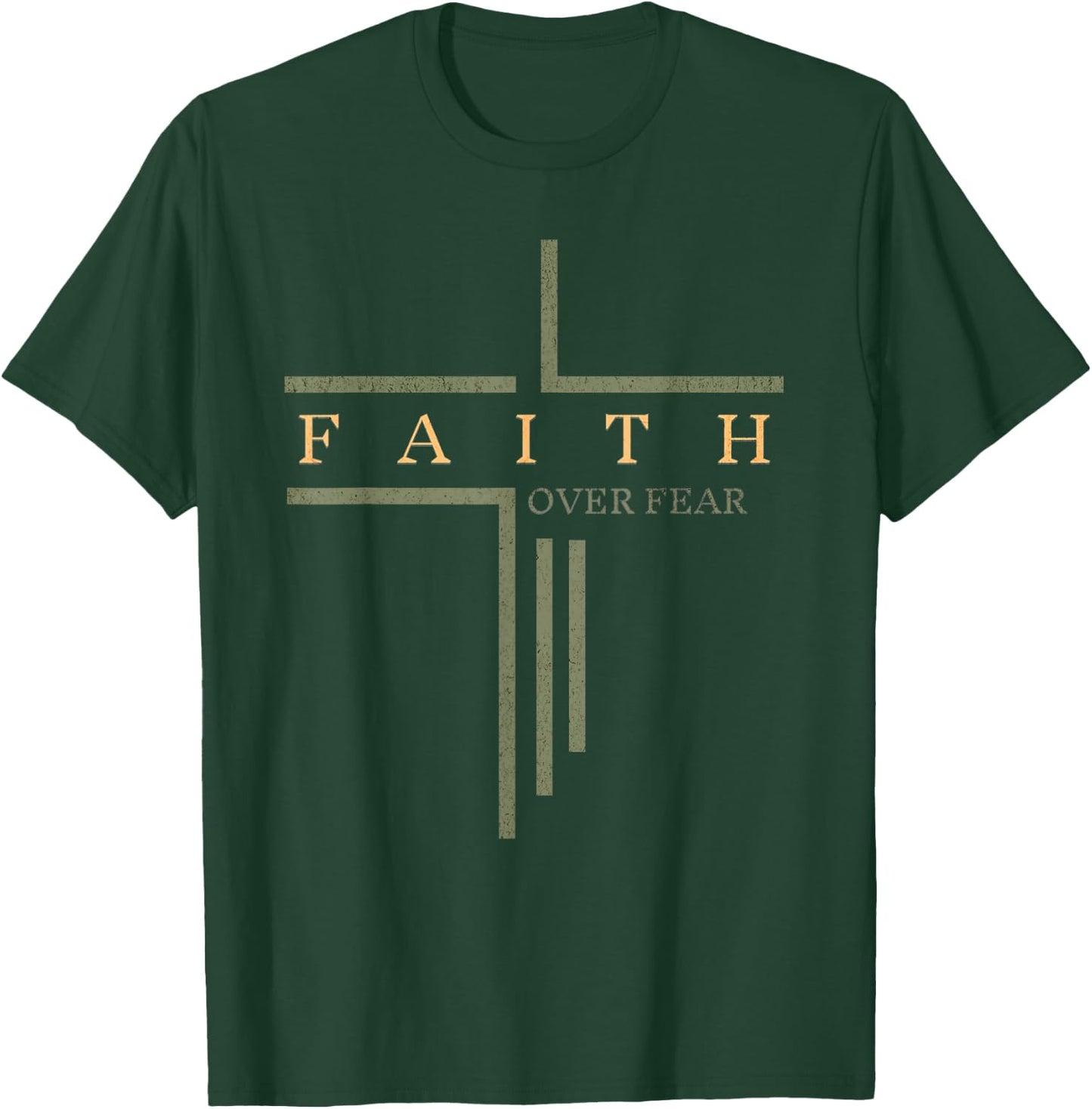 Faith Over Fear Bible Verse Aesthetic Christian T-Shirt - T-Shirt | Forest