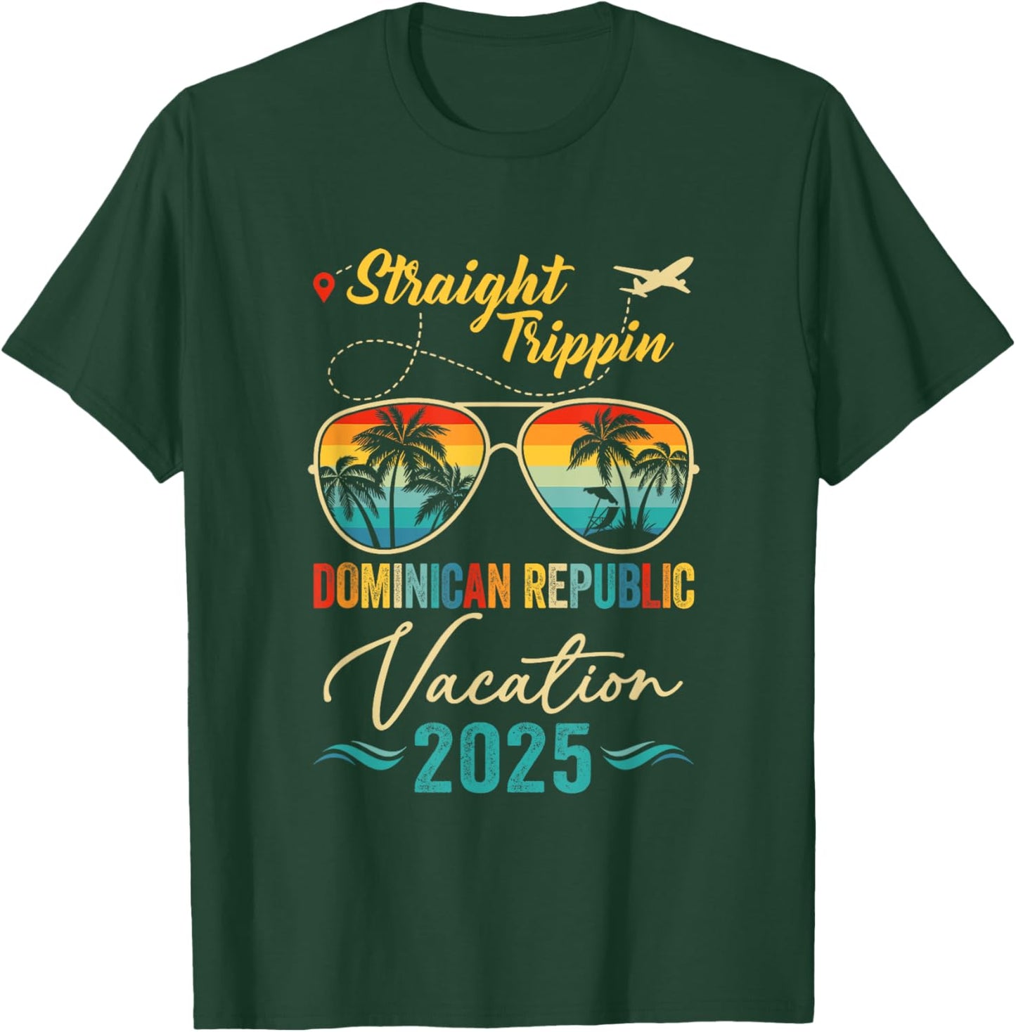 Straight Trippin Dominican Republic 2025 Family Summer T-Shirt - T-Shirt | Forest