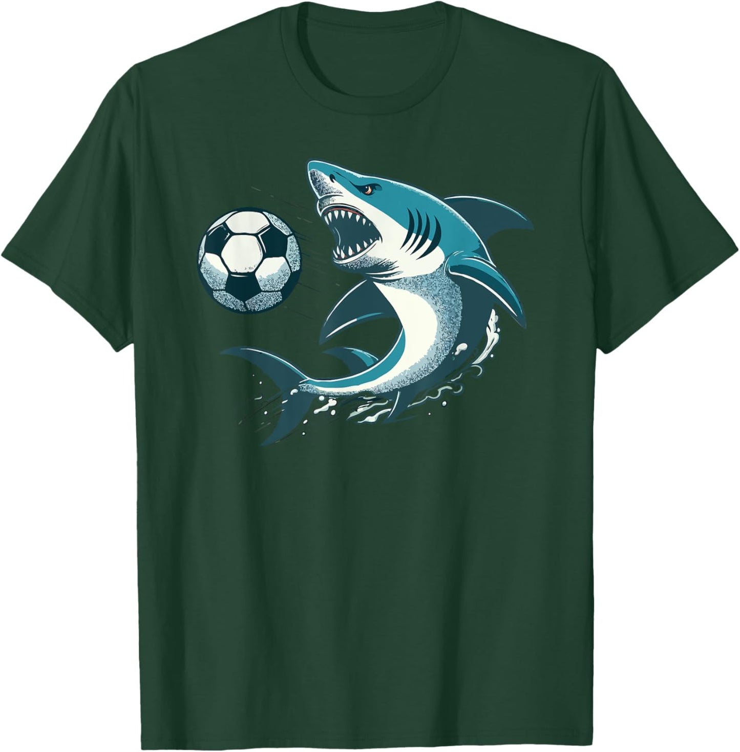 Funny Shark Artwork For Shark Lovers Shark Playing Soccer T-Shirt - T-Shirt | Forest