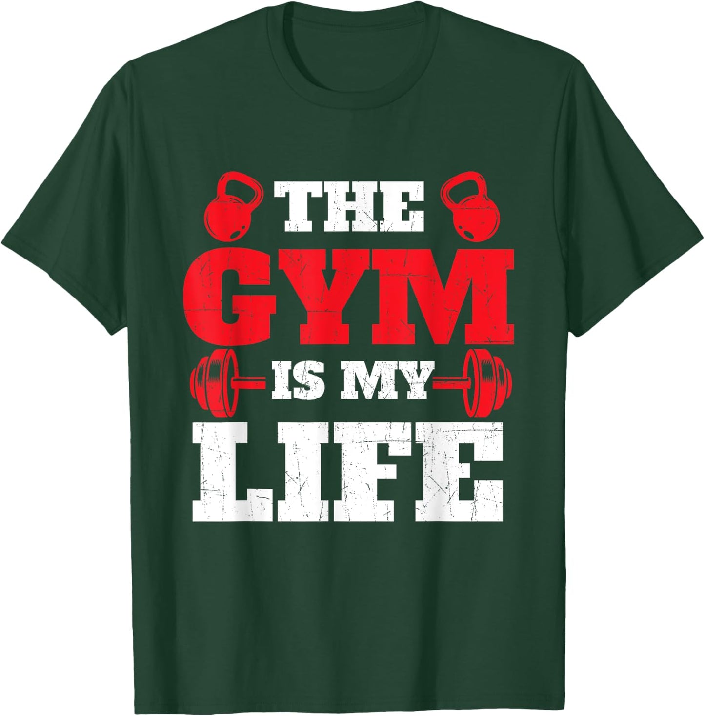 The Gym Is My Life - Workout Gym Weightlifting Bodybuilding T-Shirt - T-Shirt | Forest