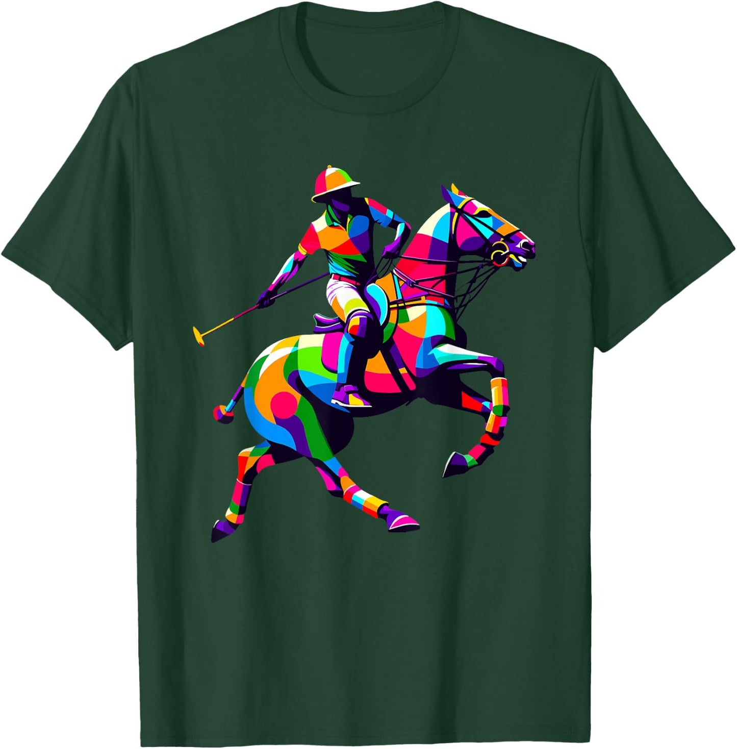 Pop Art Polo Horseback Riding Horses Equestrian Horse T-Shirt - T-Shirt | Forest