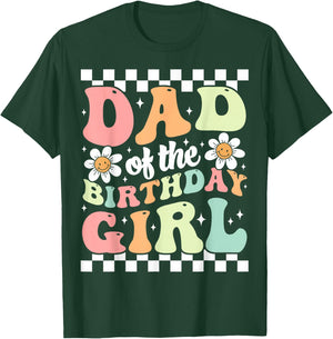 Dad of The Birthday Girl Retro Family Groovy Birthday Party T-Shirt - T-Shirt | Forest