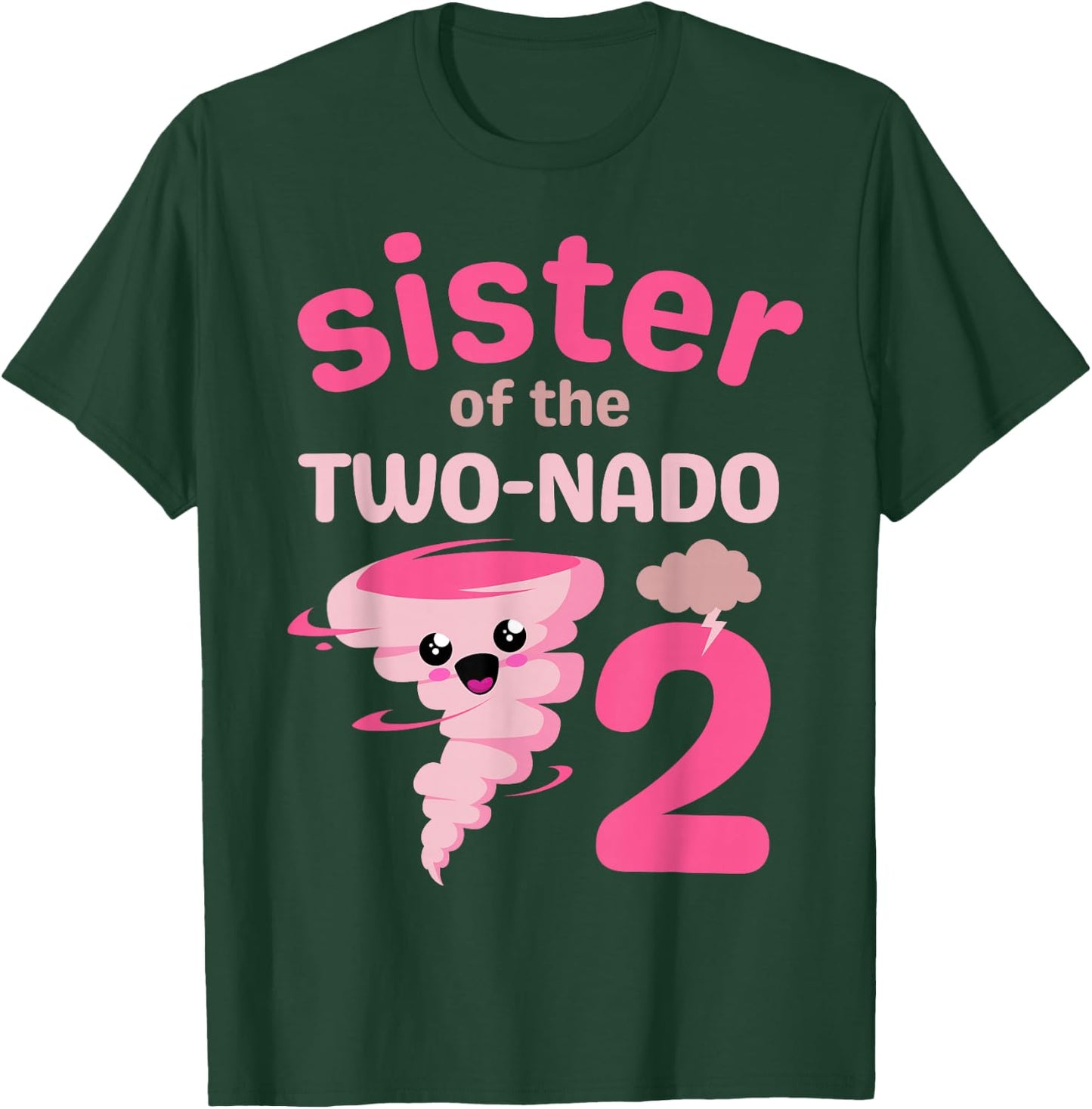 Sister of the Two-nado Tornado Theme 2nd Birthday Party Kids T-Shirt - T-Shirt | Forest