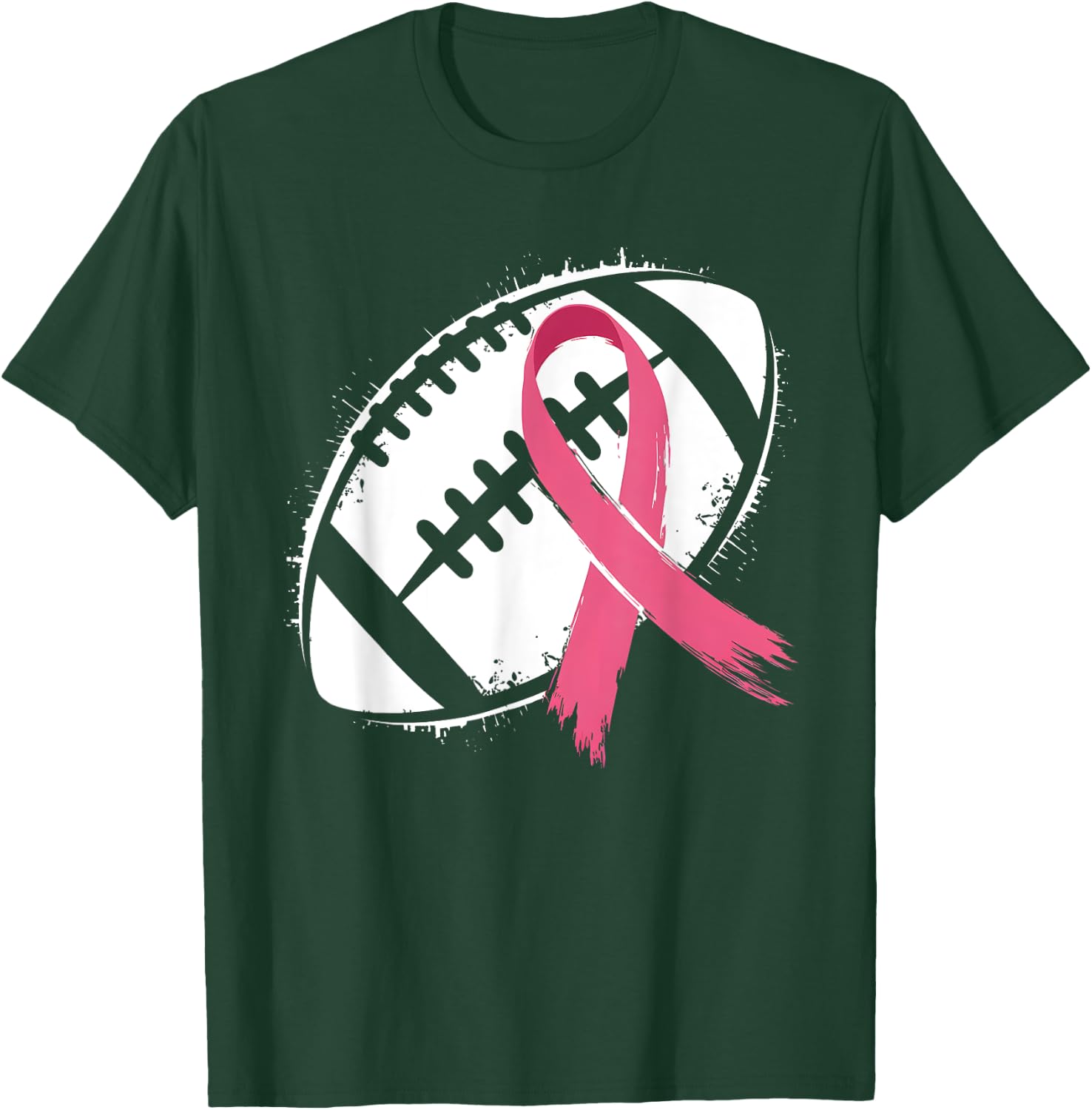Tackle Cancer Pink Ribbon Football Breast Cancer Awareness T-Shirt - T-Shirt | Forest