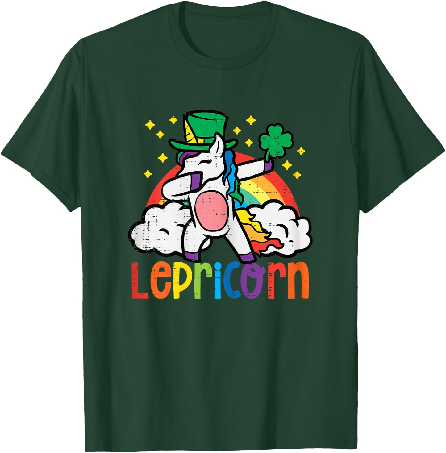 St Patricks Day Unicorn Dab Saint Pattys Lepricorn Girls Kid T-Shirt - T-Shirt | Forest