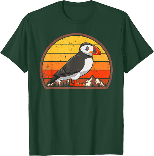 Sunset Puffin Lover Gift Vintage Retro Puffin T-Shirt - T-Shirt | Forest