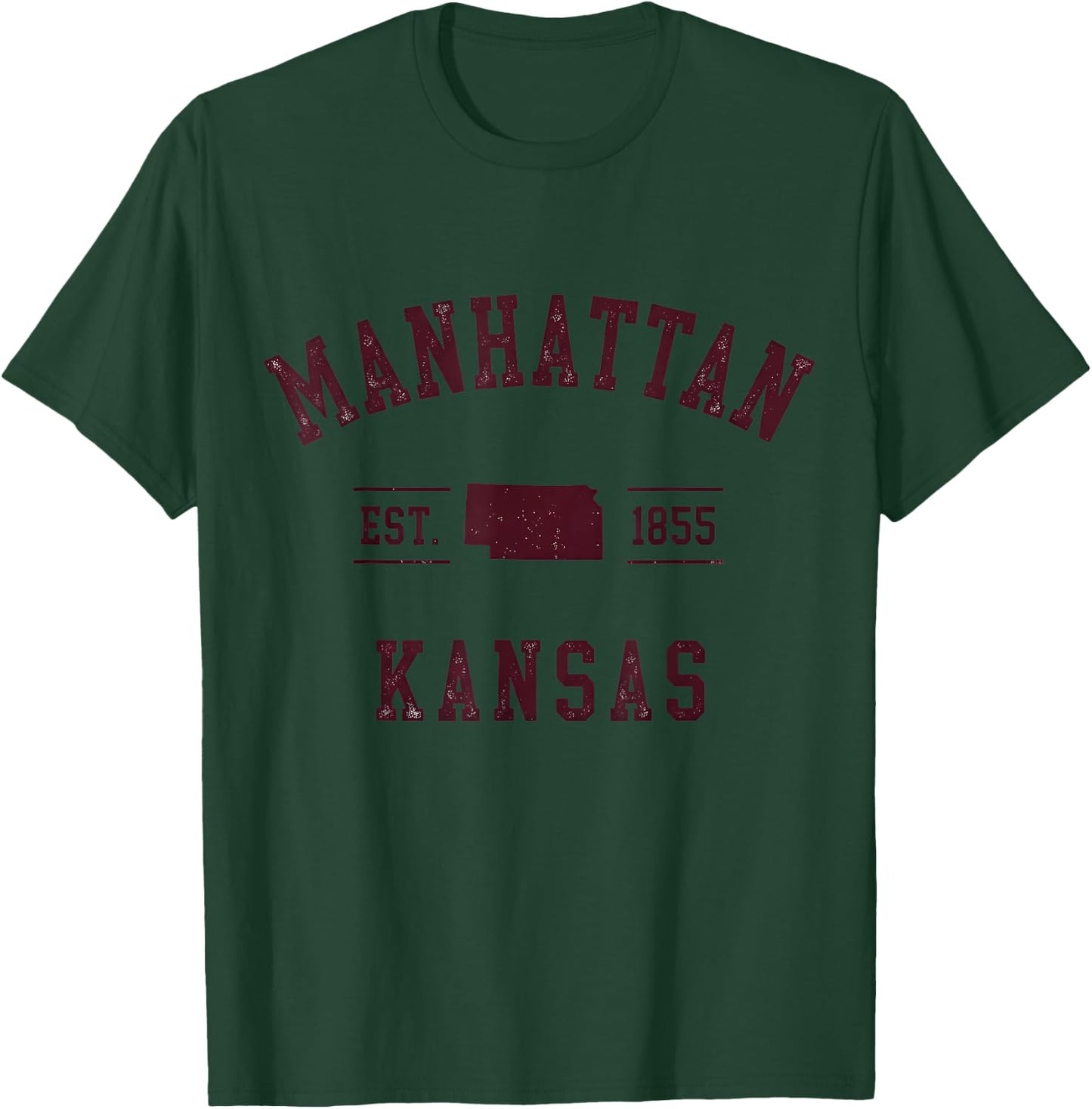Manhattan Kansas Est 1855 Vintage T-Shirt - T-Shirt | Forest