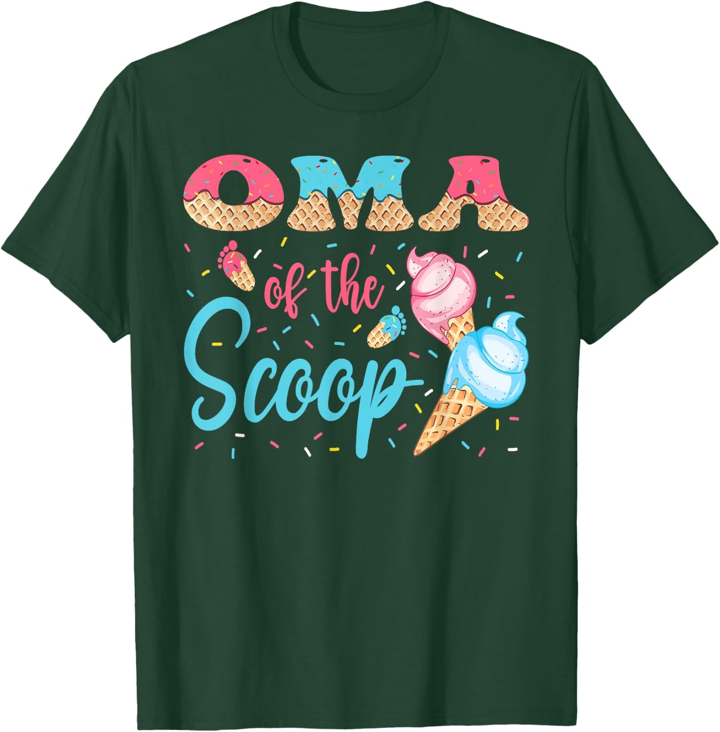 Oma Of The Scoop Ice Cream Gender Reveal Baby Shower T-Shirt - T-Shirt | Forest