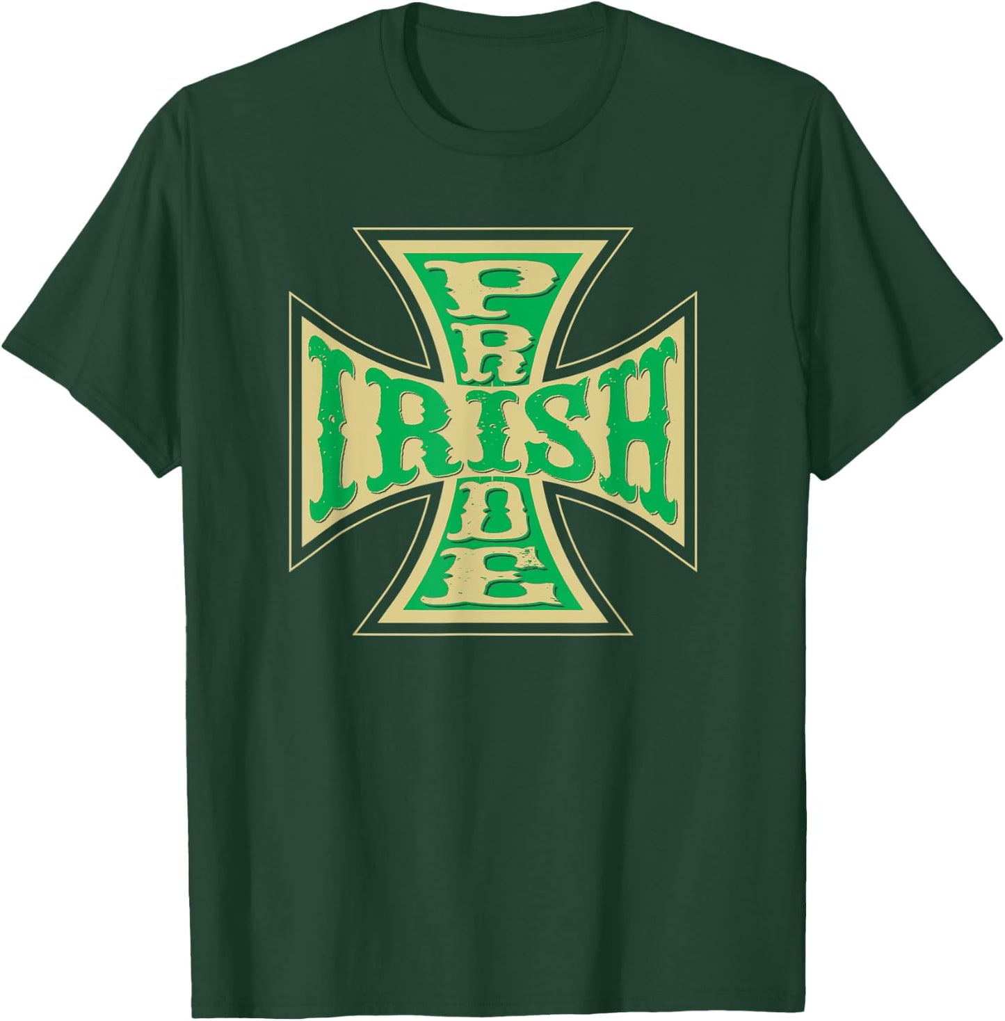 Irish Pride Biker style Irish Pride Cross T-Shirt - T-Shirt | Forest