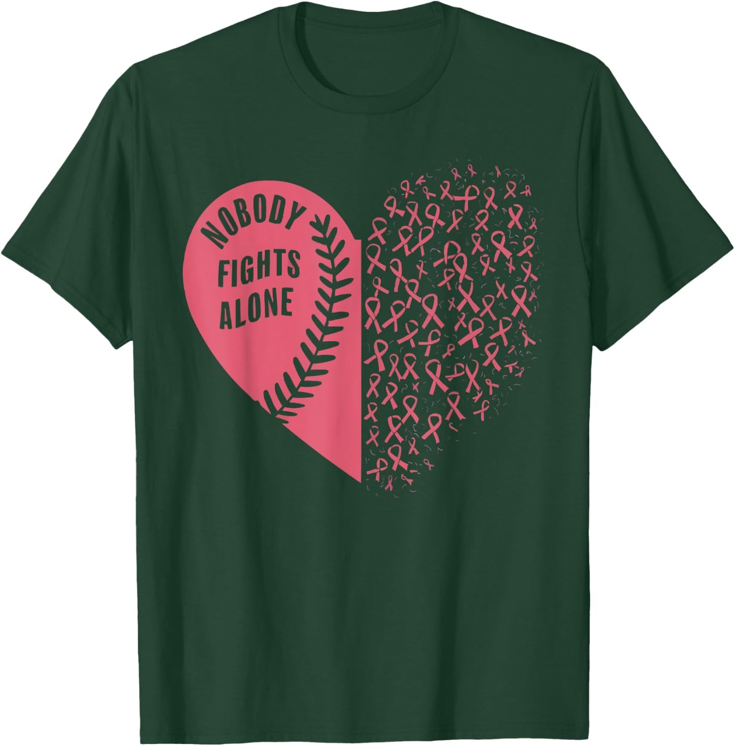 Baseball Breast Cancer Awareness Month Pink Ribbon T-Shirt - T-Shirt | Forest