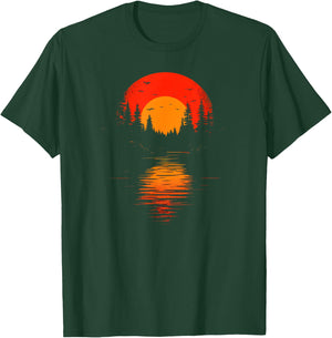 Retro Wilderness Bear Trees Reflection Outdoor Forest T-Shirt - T-Shirt | Forest
