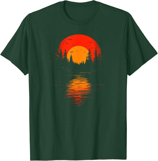 Retro Wilderness Bear Trees Reflection Outdoor Forest T-Shirt - T-Shirt | Forest