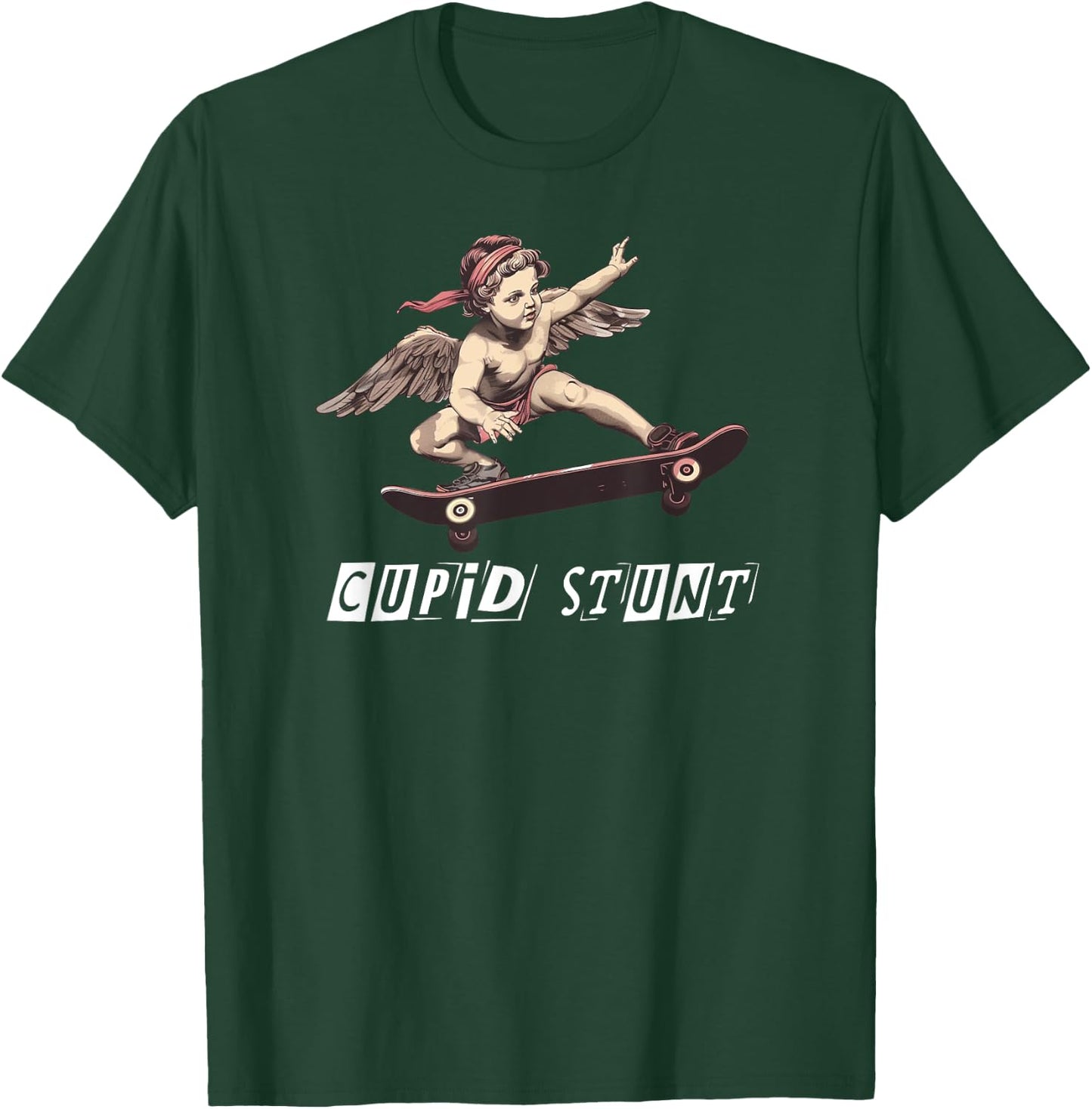 Skating Cupid C Word Funny Embarrassing Cupid Stunt T-Shirt - T-Shirt | Forest