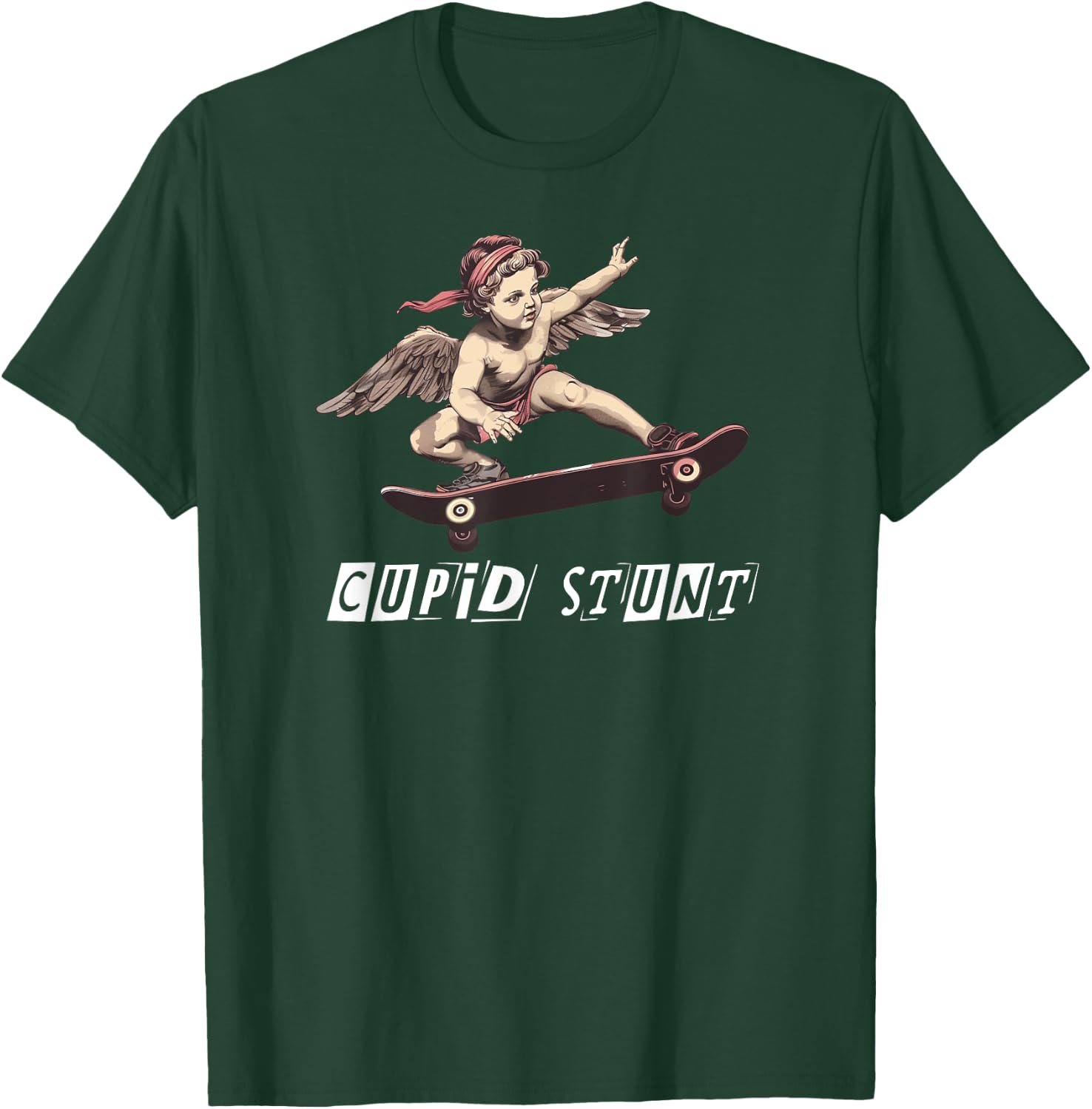 Skating Cupid C Word Funny Embarrassing Cupid Stunt T-Shirt - T-Shirt | Forest
