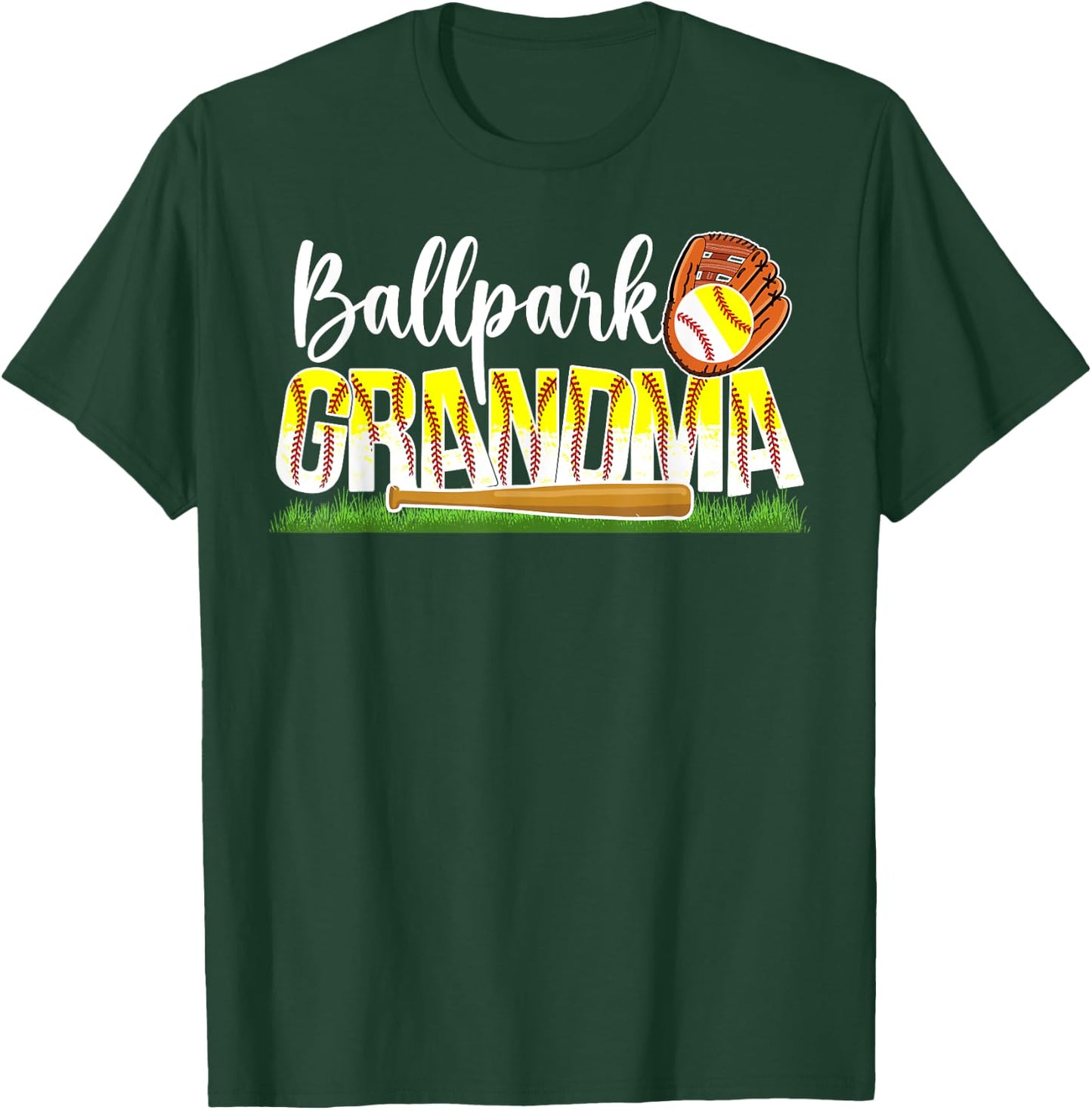 Ballpark Grandma Softball Baseball Grandma Of Ballers T-Shirt - T-Shirt | Forest