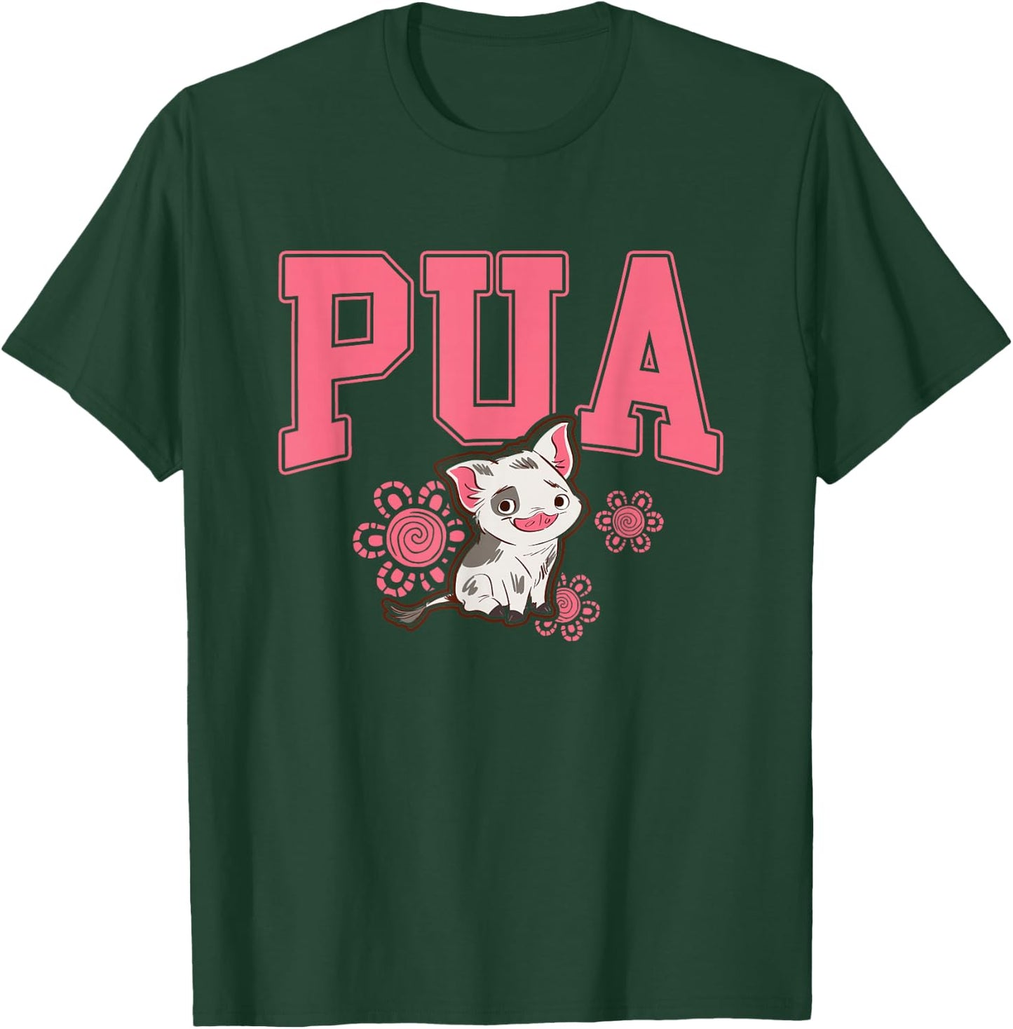 Disney Moana Cute Pua Big Chest Collegiate Text Logo T-Shirt - T-Shirt | Forest