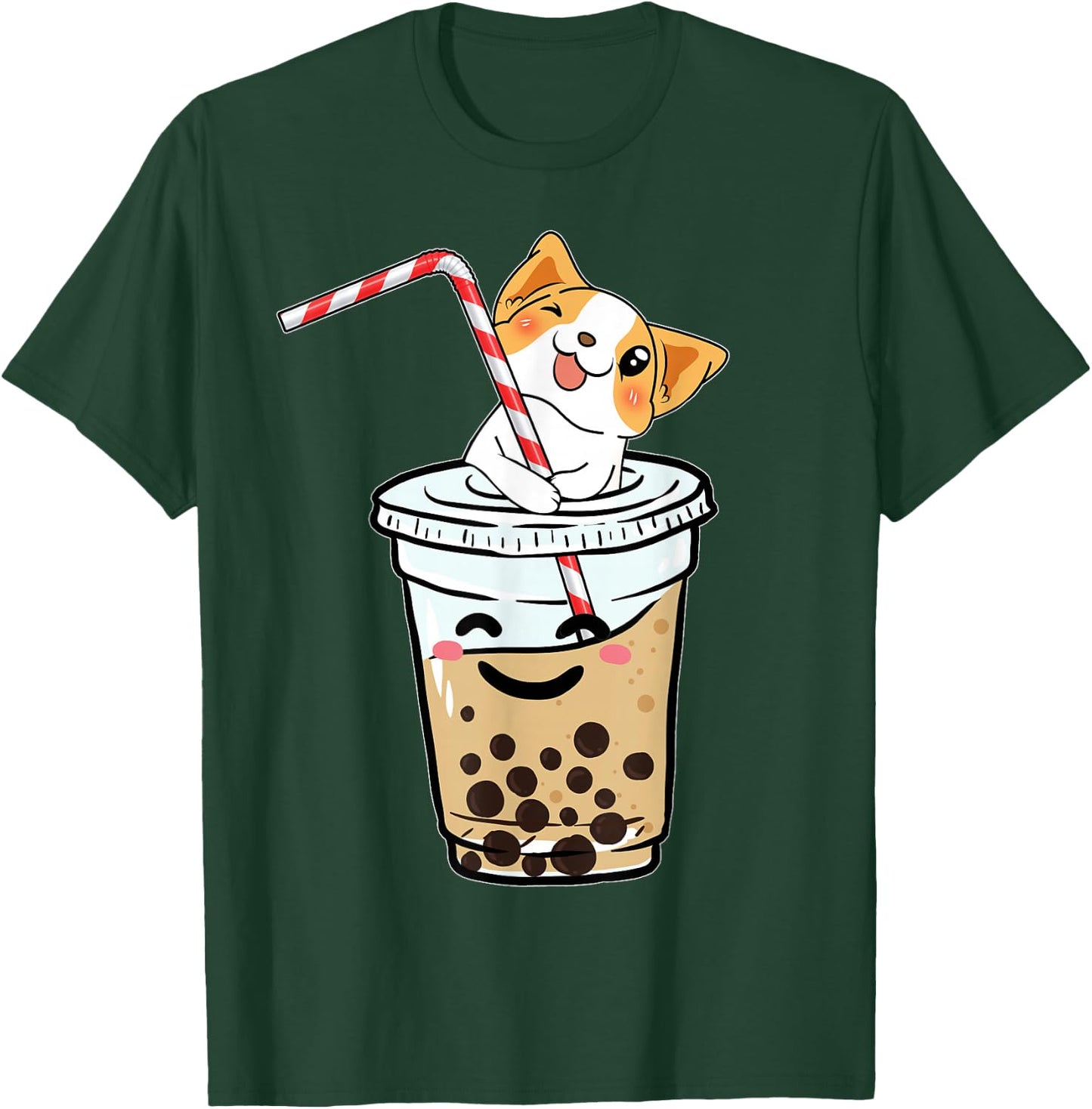 Cute Corgi Bubble Tea Boba Welsh Dog Gift Women Kids T-Shirt - T-Shirt | Forest