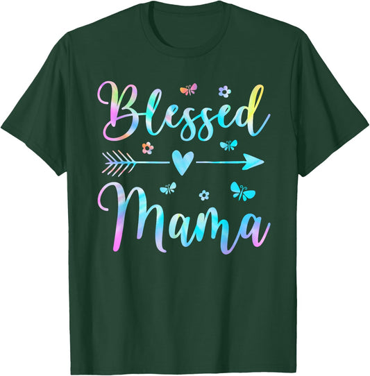 Blessed Mama Cute Mom Butterfly Flower Mother's Day T-Shirt - T-Shirt | Forest