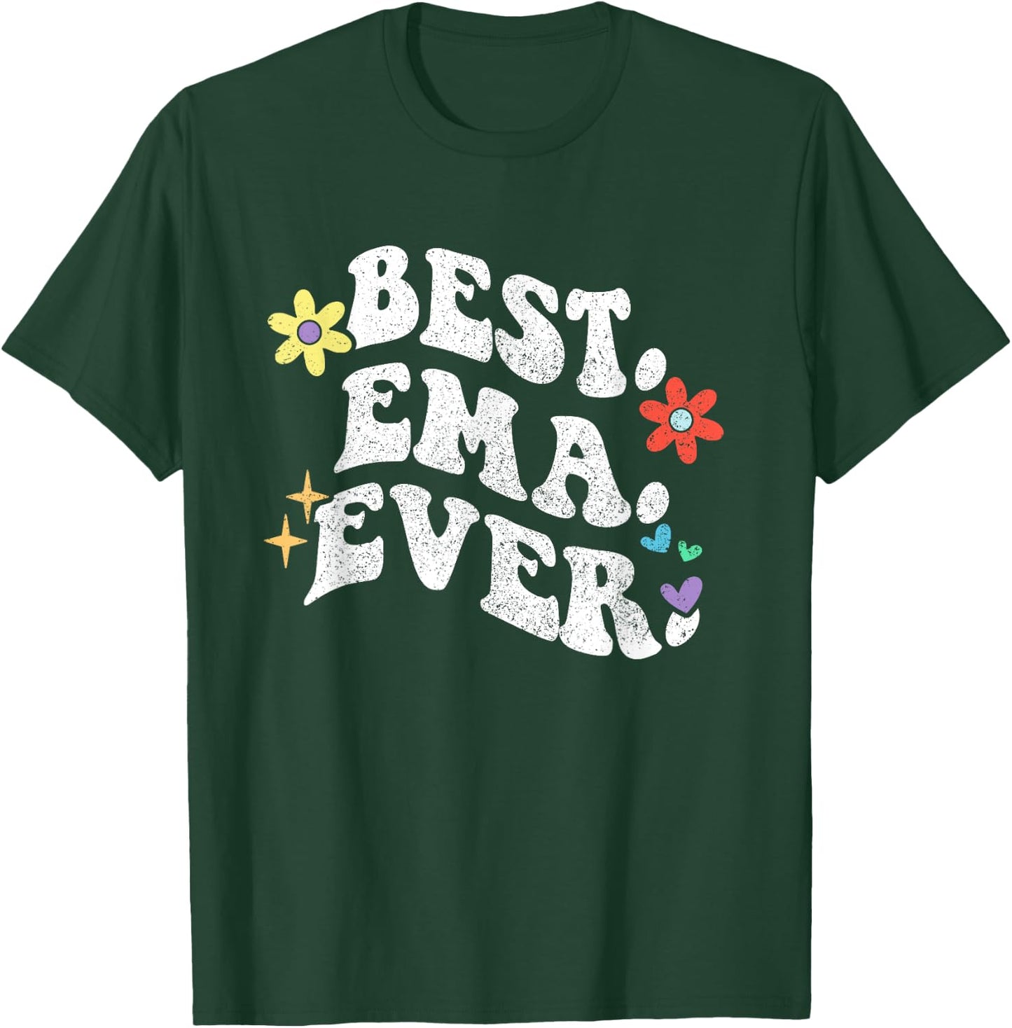 Retro Groovy Best EMA Ever First Name Mother's Day Girl T-Shirt - T-Shirt | Forest
