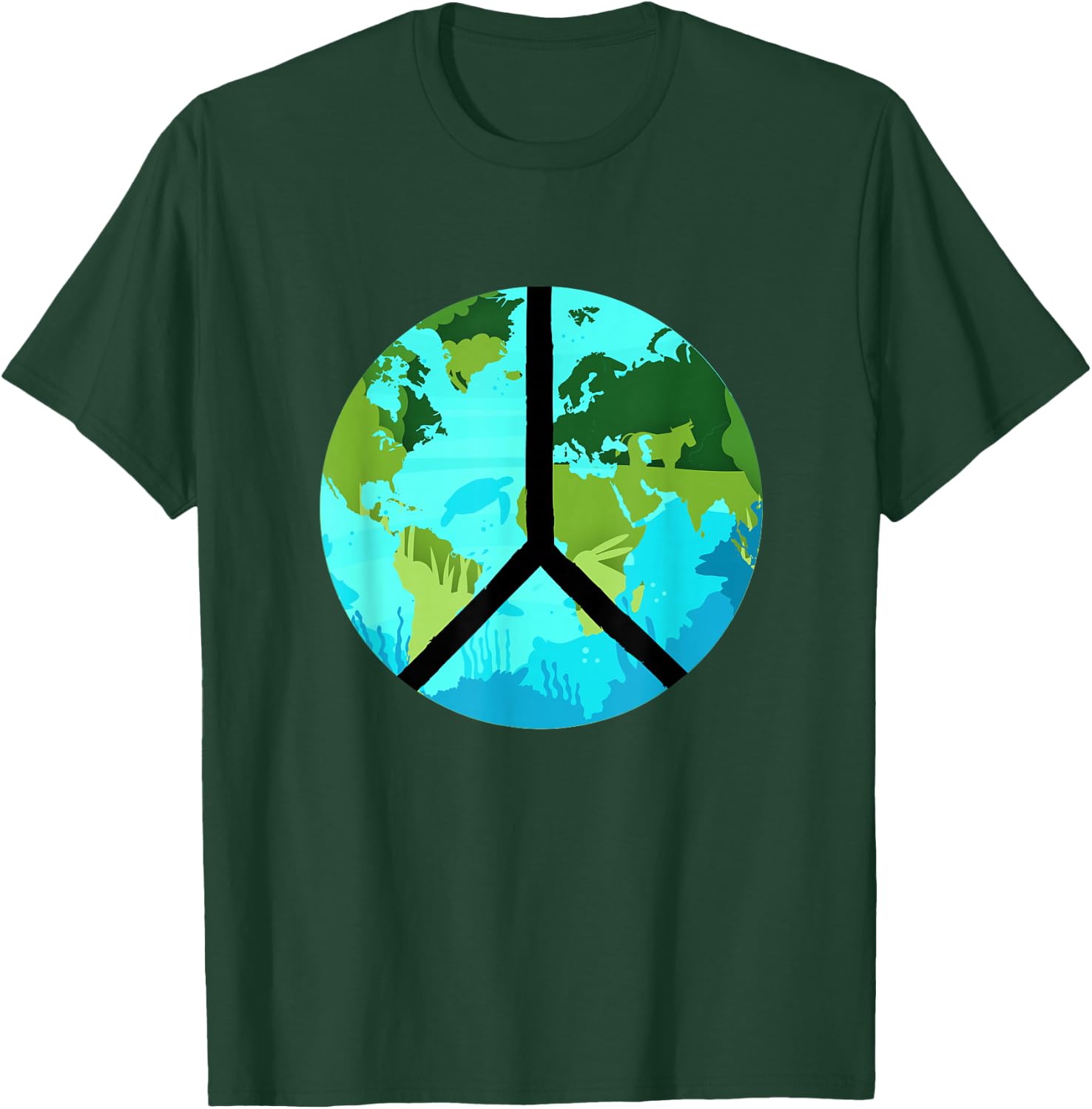 Earth Day, World Peace, Environmental Peace Sign, Hippie T-Shirt - T-Shirt | Forest