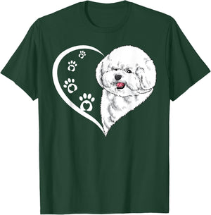 Bichon Frise Shirts Girls Heart Cute Bichon Frise T-Shirt - T-Shirt | Forest