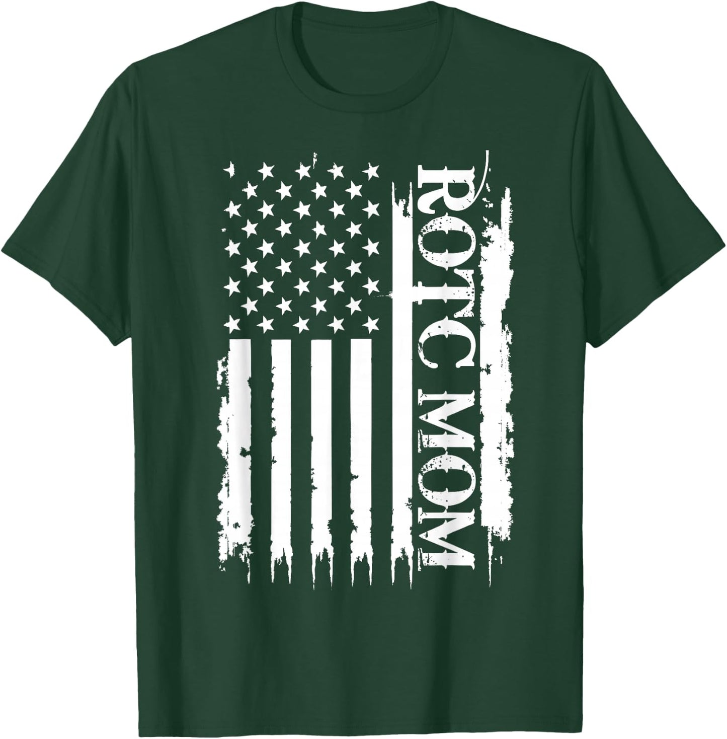 ROTC Mom United States Distressed w US Flag T-Shirt - T-Shirt | Forest