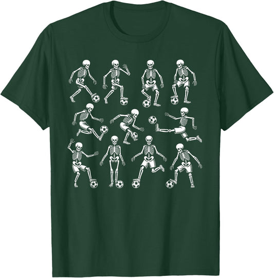 Funny Halloween Soccer Skeletons Play Soccer Boys Kids T-Shirt - T-Shirt | Forest