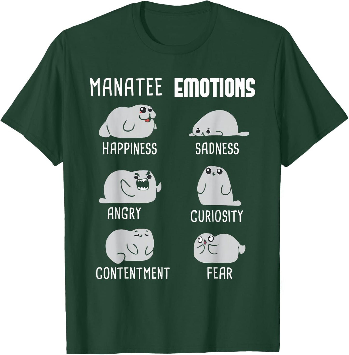 Manatee Emotions - Zookeeper Marine Biologist Animal Lover T-Shirt - T-Shirt | Forest