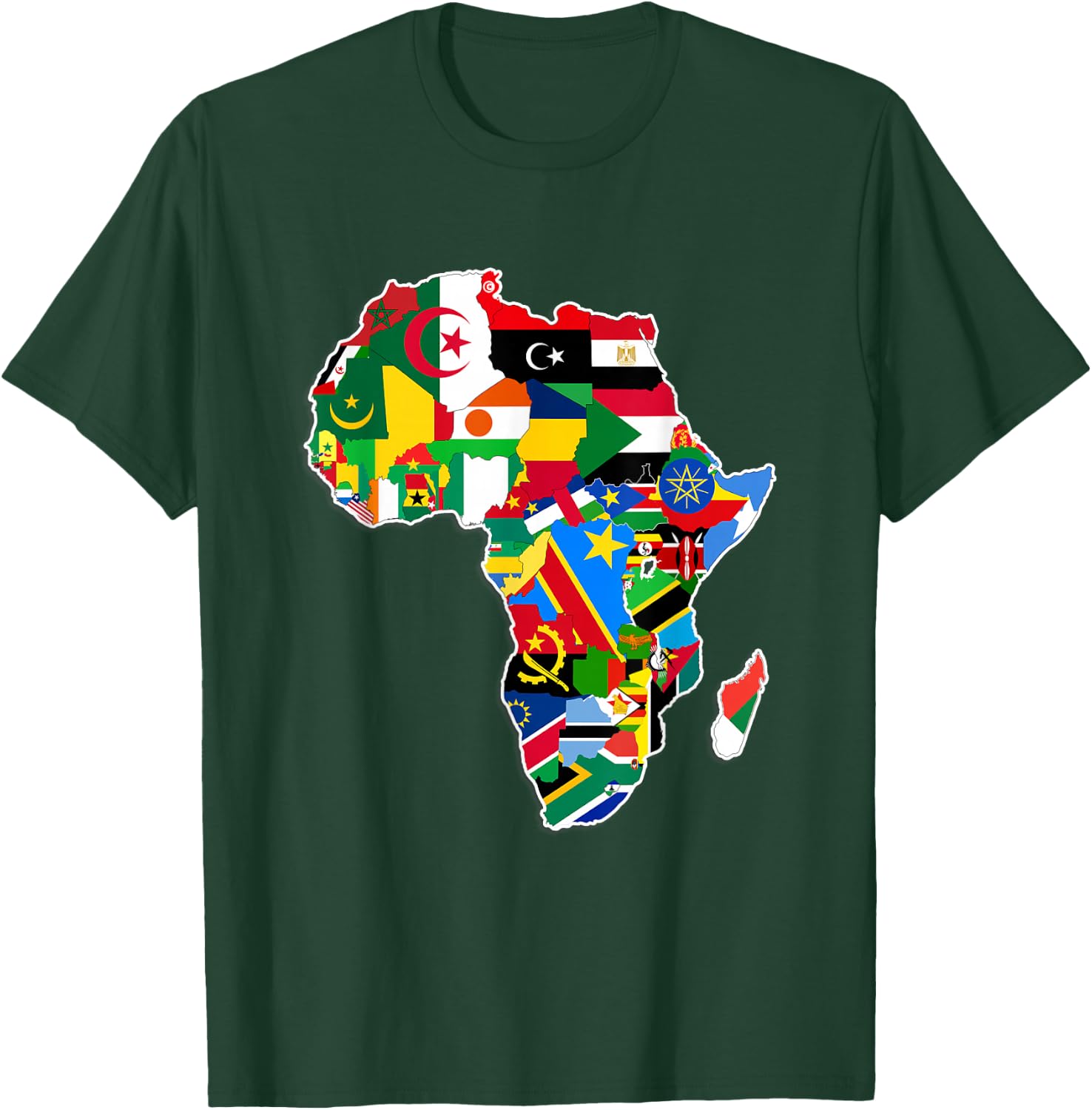 Africa Pride - Map of African Continent with Flags T-Shirt - T-Shirt | Forest