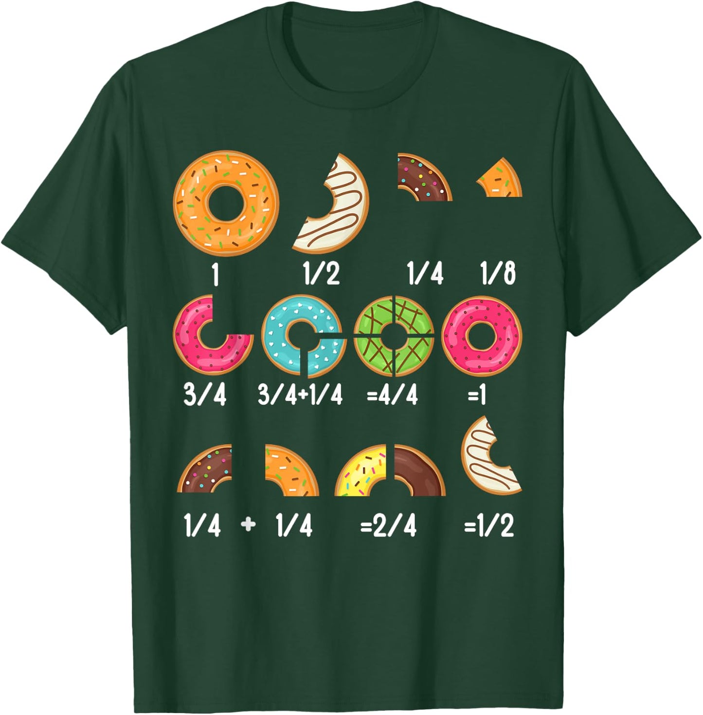 Donut Fraction Math Teachers Back To School Educational T-Shirt - T-Shirt | Forest