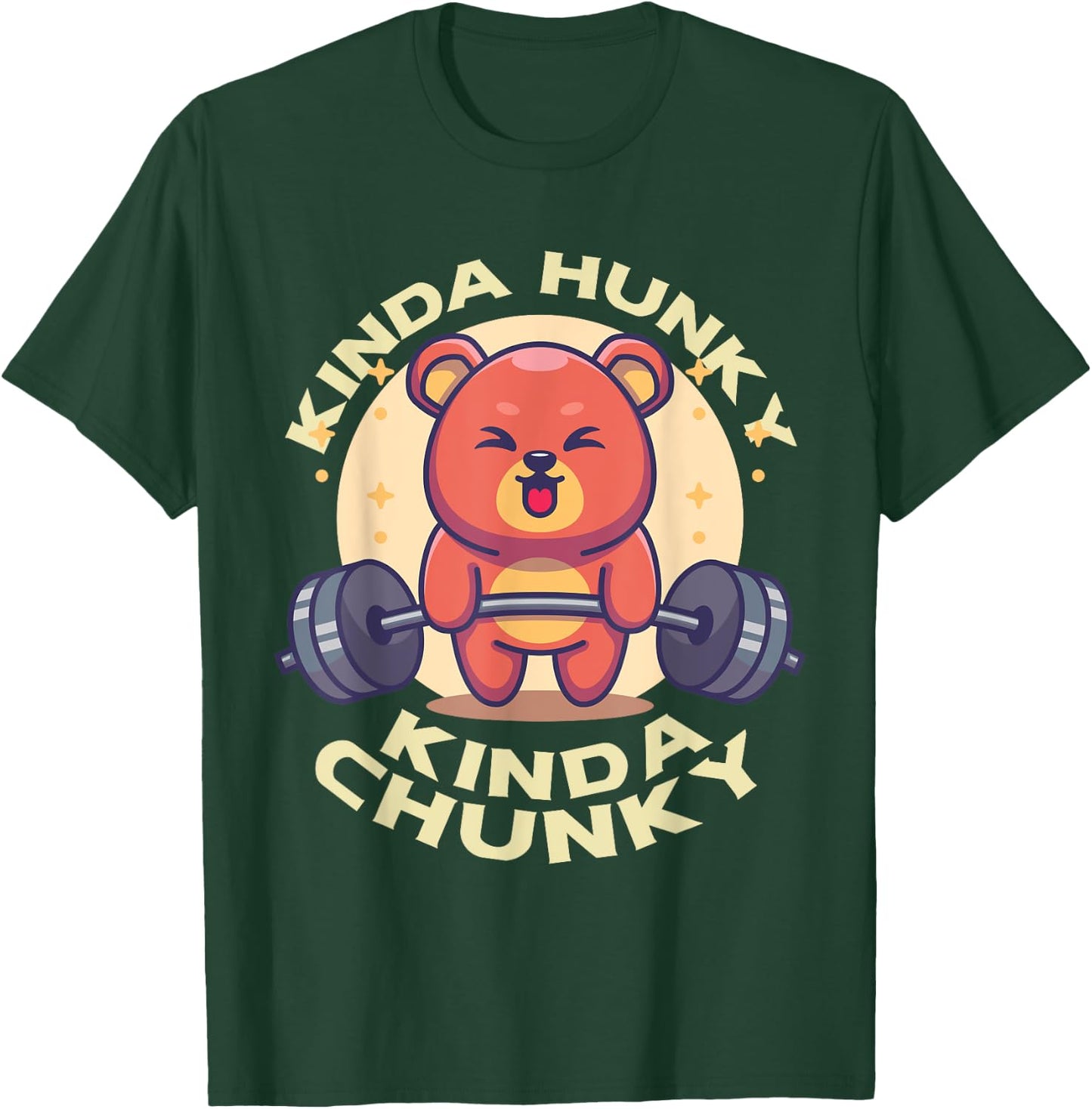 Funny Kinda Chunky Kinda Hunky Bodybuilding Gym Powerlifting T-Shirt - T-Shirt | Forest