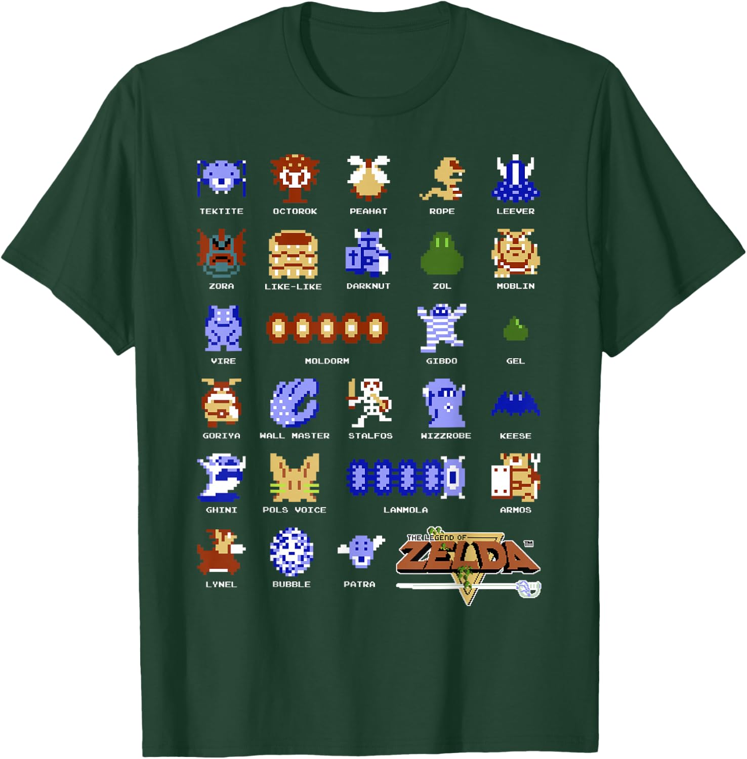 Legend Of Zelda Character Pixel Art Portrait Grid T-Shirt - T-Shirt | Forest