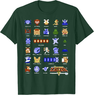 Legend Of Zelda Character Pixel Art Portrait Grid T-Shirt - T-Shirt | Forest