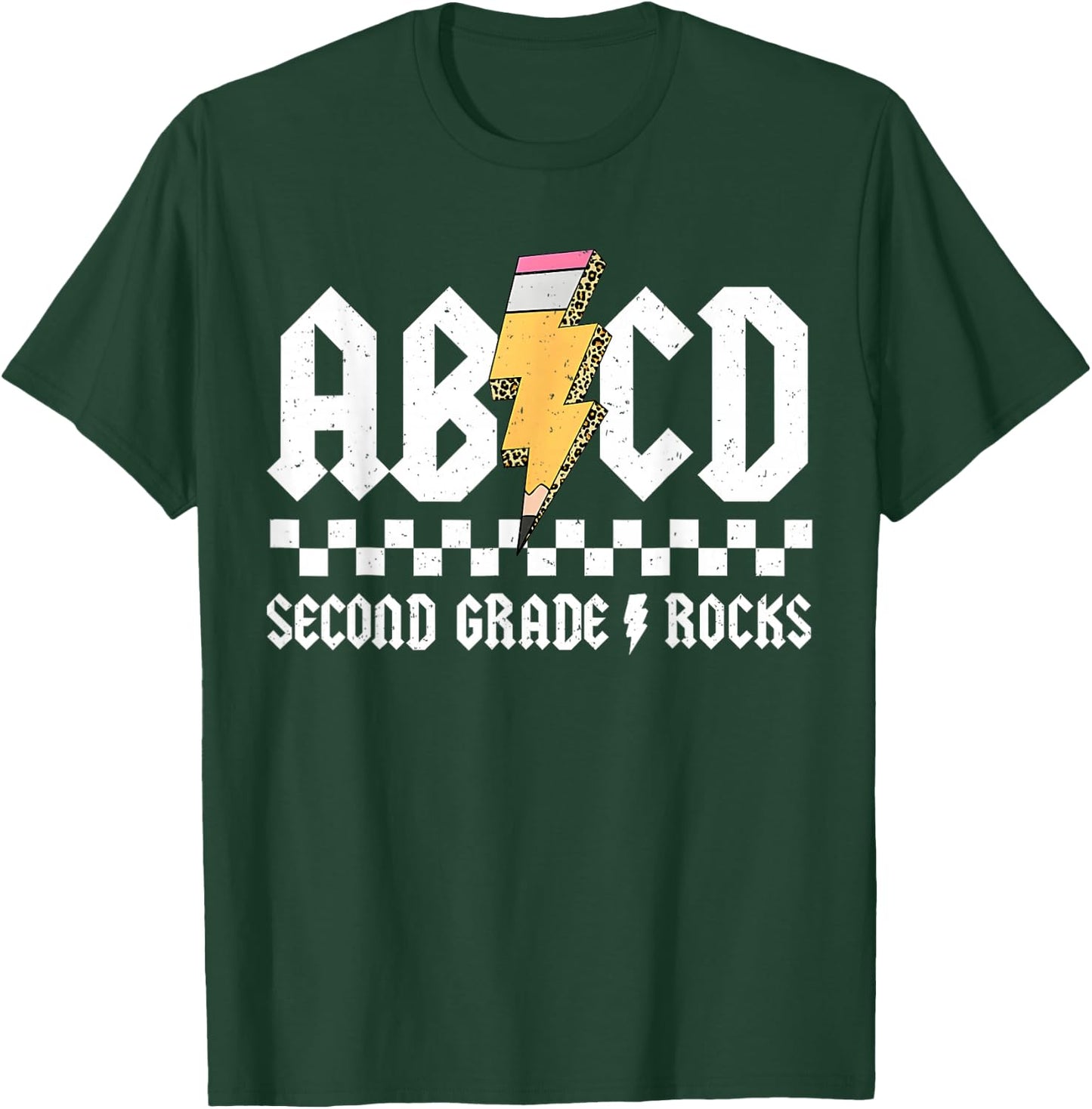 ABCD Second Grade Rocks Pencil Lightning Back To School 2024 T-Shirt - T-Shirt | Forest