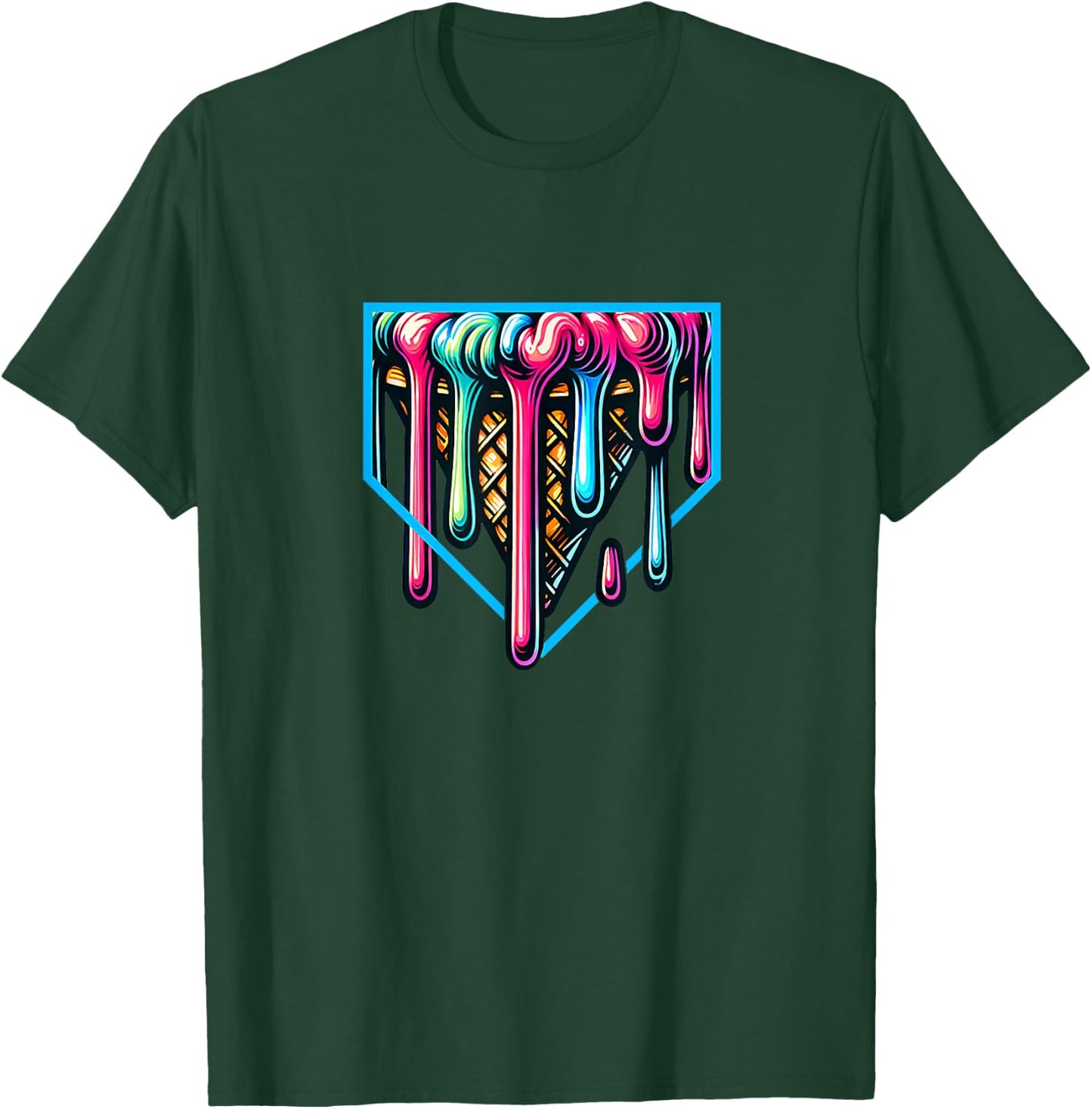 Home-Plate Drip Ice-Cream for Softball & Baseball Fans T-Shirt - T-Shirt | Forest