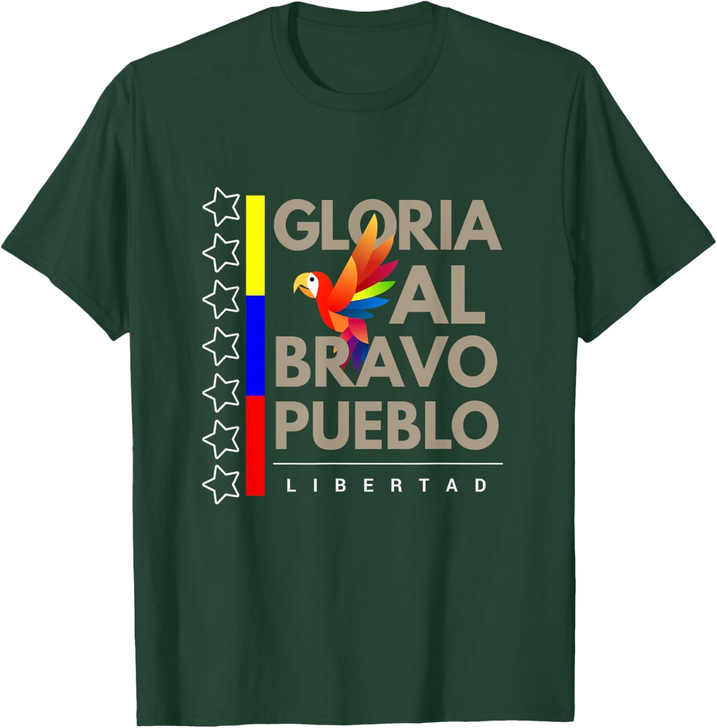 Venezuelan Flag Gloria al Pueblo 7 Stars Guacamaya T-Shirt - T-Shirt | Forest