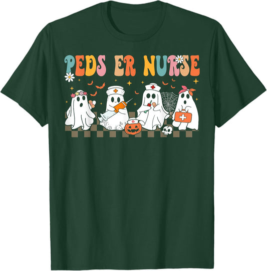 PEDS Emergency Department Halloween RN ER Pediatric ED Nurse T-Shirt - T-Shirt | Forest