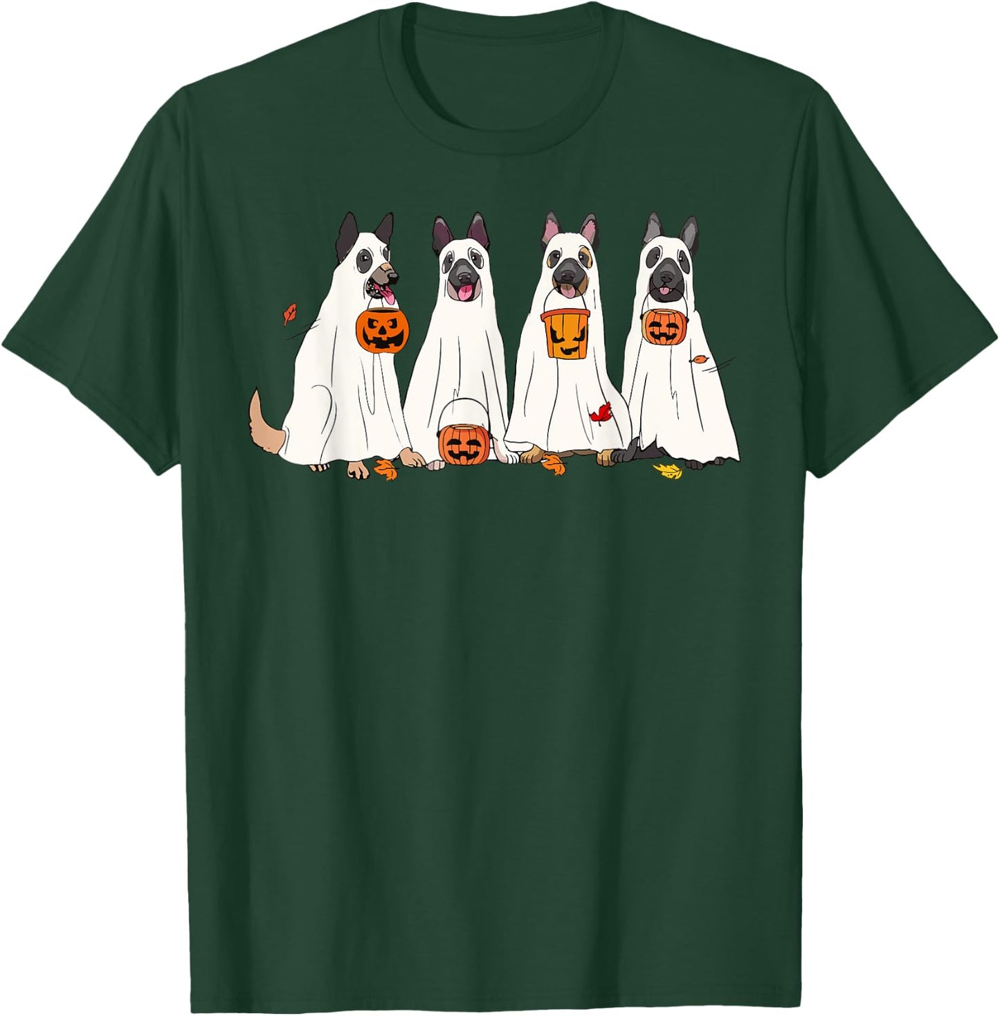 Dog Halloween Trick Or Treat Boo Ghost Pumpkin Malinois Dogs Men Women Kids T-Shirt - T-Shirt | Forest