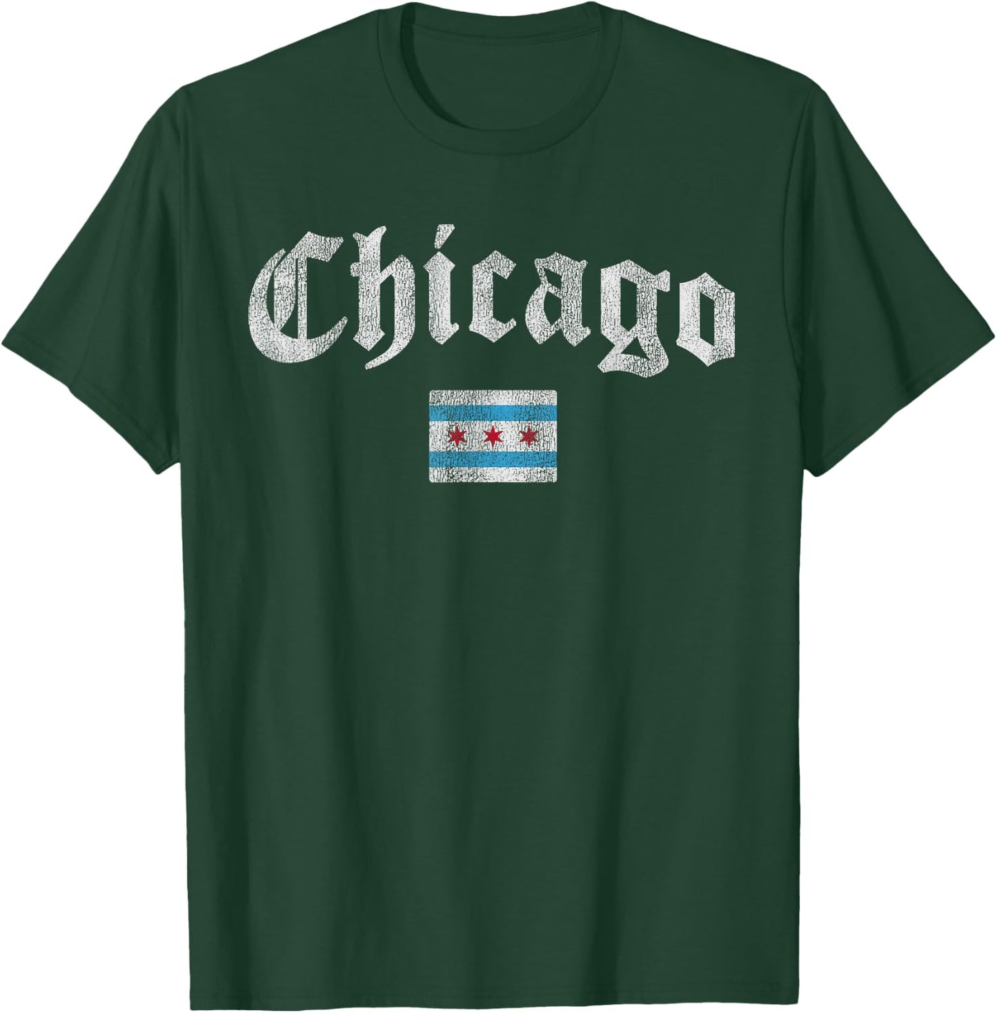 Retro Chicago Flag Souvenir Women Kids Men T-Shirt - T-Shirt | Forest