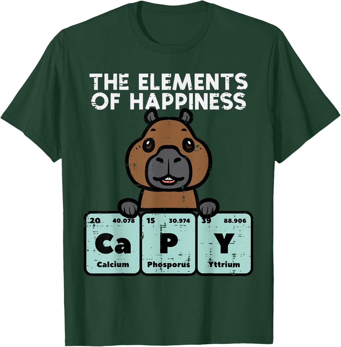 Capybara Elements of Happiness Capy Science Men Women Kids T-Shirt - T-Shirt | Forest