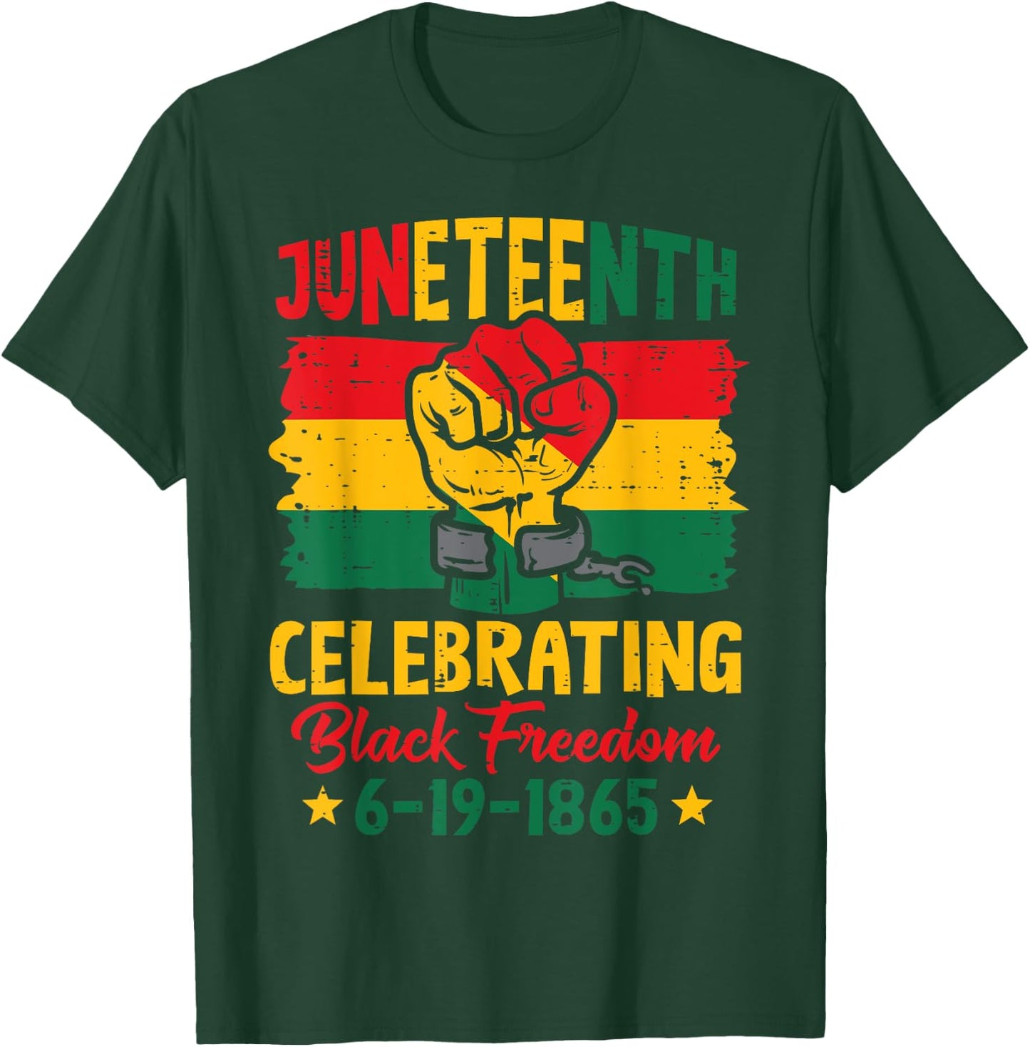 Juneteenth Celebrating Black Freedom Fist Women Men Kids T-Shirt - T-Shirt | Forest