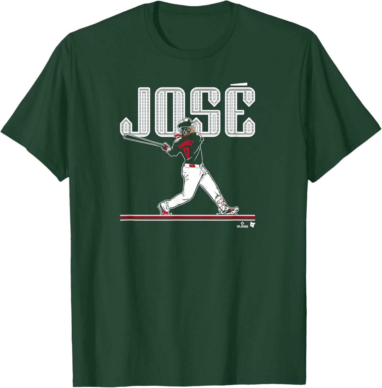 Jose Ramirez - Slugger Swing - Cleveland Baseball T-Shirt - T-Shirt | Forest