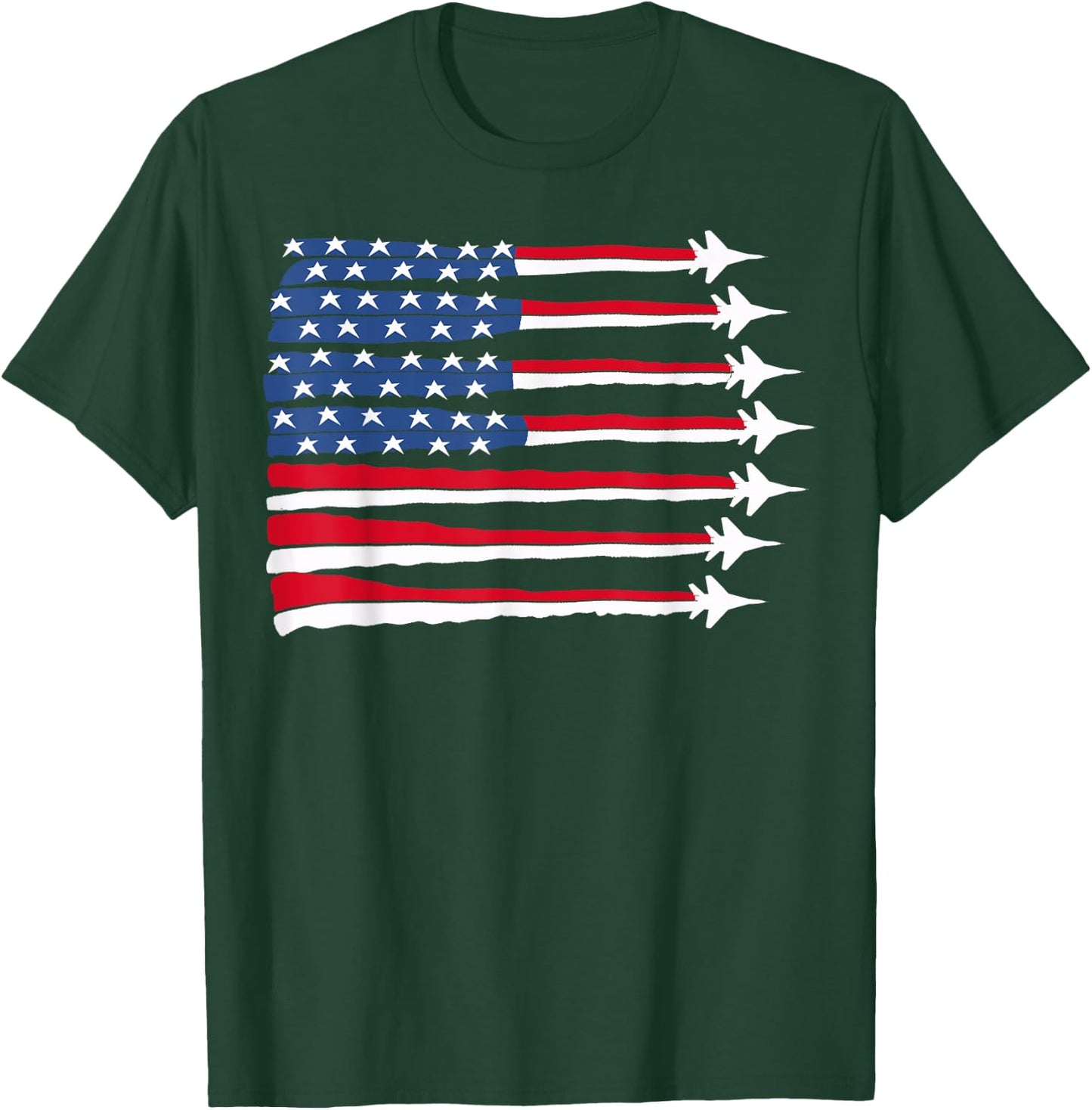 Patriotic Red White Blue USA Flag Fighter Jets 4th of July T-Shirt - T-Shirt | Forest