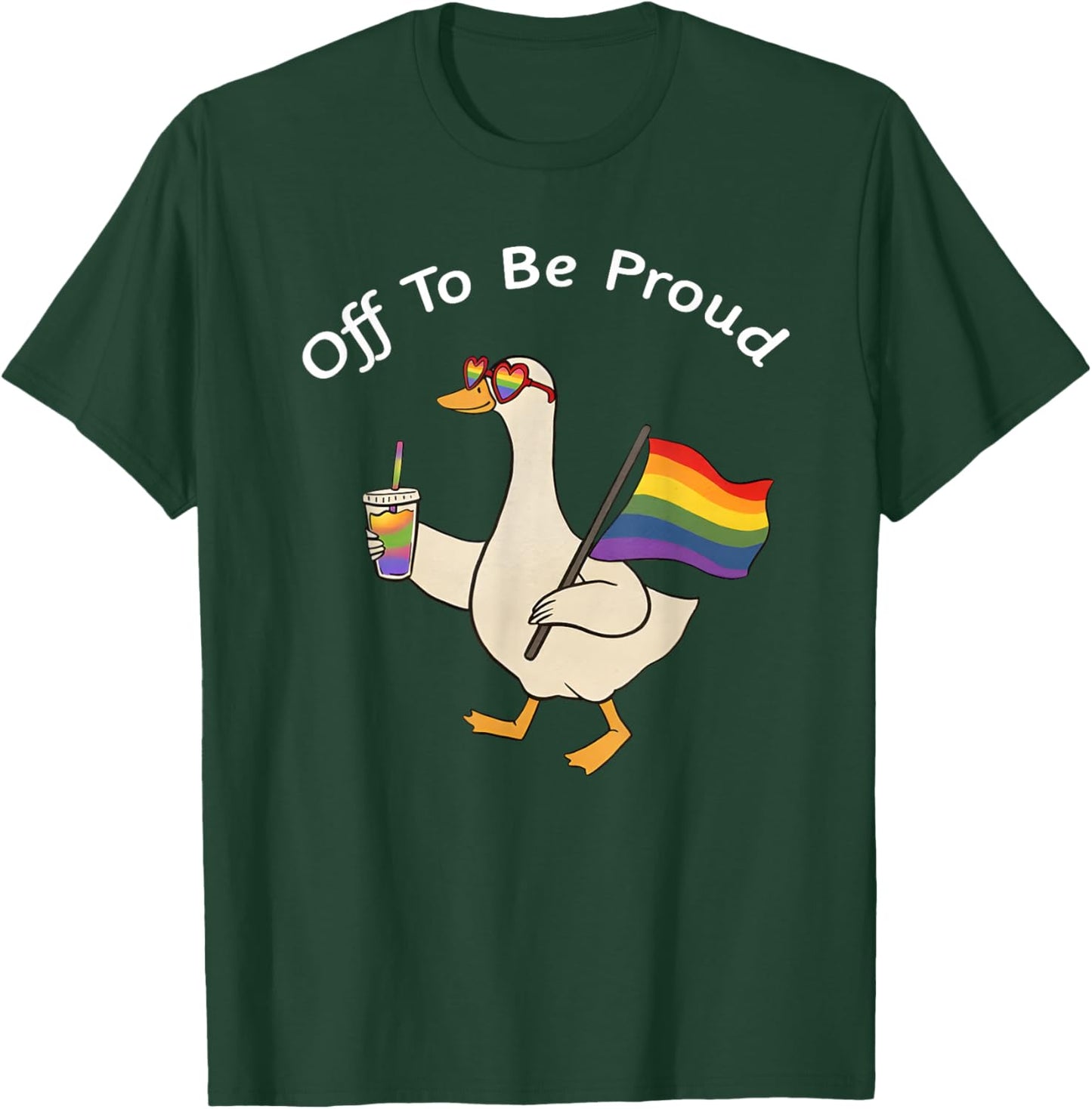 Off to Be Proud Pride Goose LGBT Rainbow Pride Month Flag T-Shirt - T-Shirt | Forest
