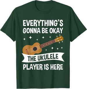 The Ukulele Player is Here Ukulele Hawaiian Gift T-Shirt - T-Shirt | Forest