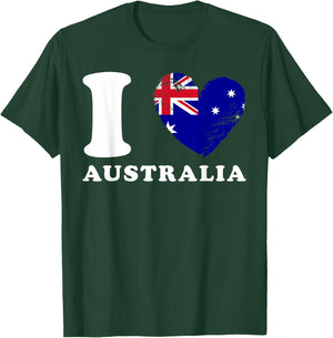 I Love Australia - Heart Flag Australia T-Shirt - T-Shirt | Forest